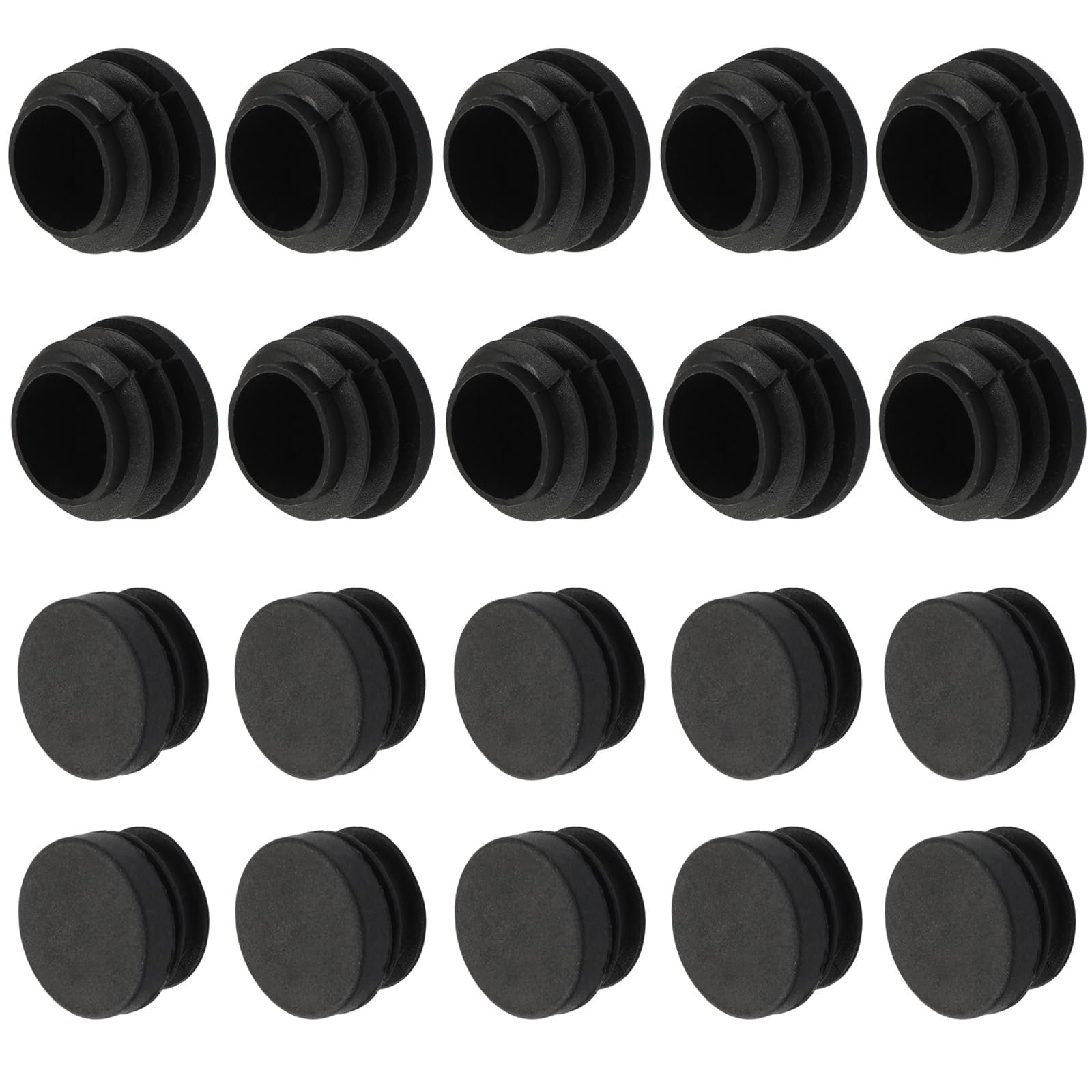 32mm/1.25インチ 丸型プラスチックホールプラグ プラスチックエンドキャップ チューブインサート 椅子脚グライドスライダー プロテクター メタルチューブ用 (ラウンド球ヘッド) 20個