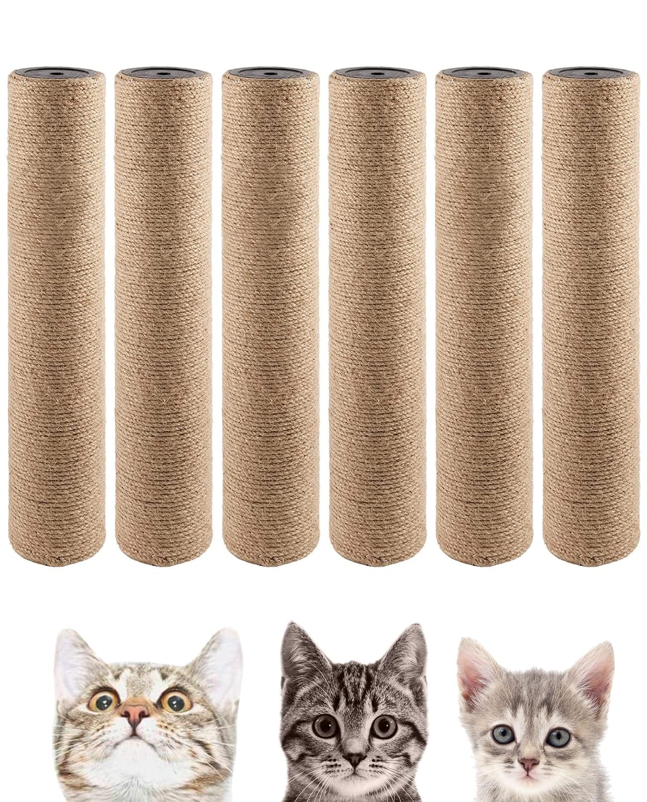 キャットツリー スクラッチポスト 交換用パーツ 室内用 猫タワー ロープ スクラッチポール 詰め替え用 天然サイザルポールパーツ 改装用 麻 キティ 家具 アクセサリー スペア 6個｜明金万代