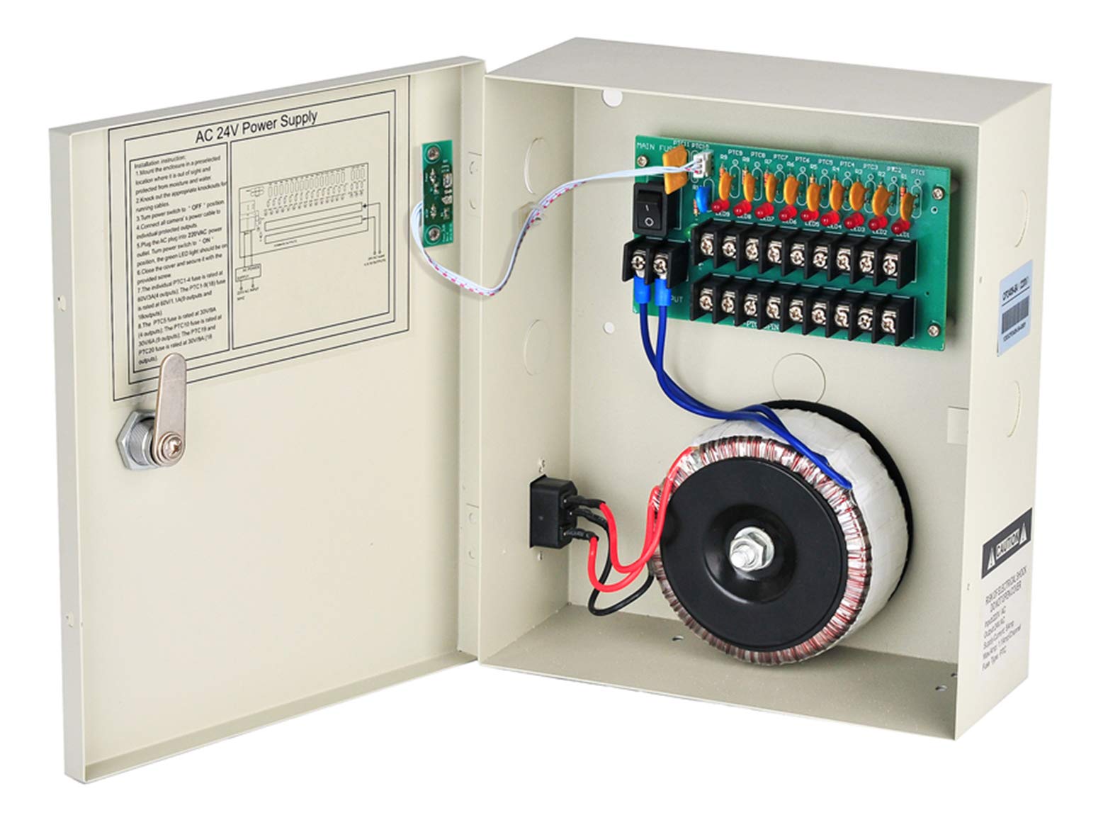 9通信路 AC 24V 5アンペア リセット電気ヒューズ CCTV DC散らばるワット数ボックス席 AC繋ぎと鍵を掛ける付き添い人 心丈夫さ写真機 DVR CCTVワット数用