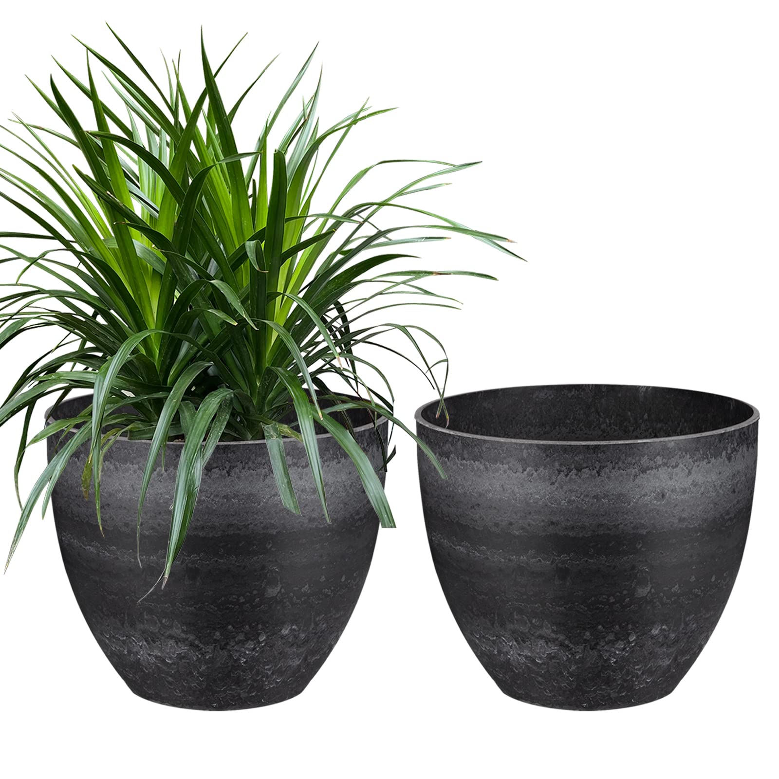 (フェタンテン) 12.5インチ 植木鉢 屋内用 大型ポーチ 屋外用プランター 排水穴プラグ 植物 花 トマト野菜の植栽用 モダンな樹脂製の厚い鉢2個