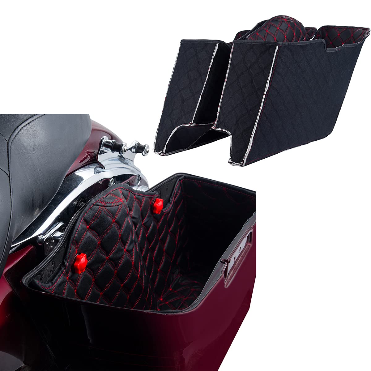 サドルバッグライナー カーペットインサート 2014-2022 H-D ツーリング ロードキング エレクトラ ロードストリートグライド ウルトラクラシックハードサドルバッグ用 (赤いこと, Avanblack 4.5in ストレッチサドルバッグ) 日用品雑貨・文房具・手芸-その他