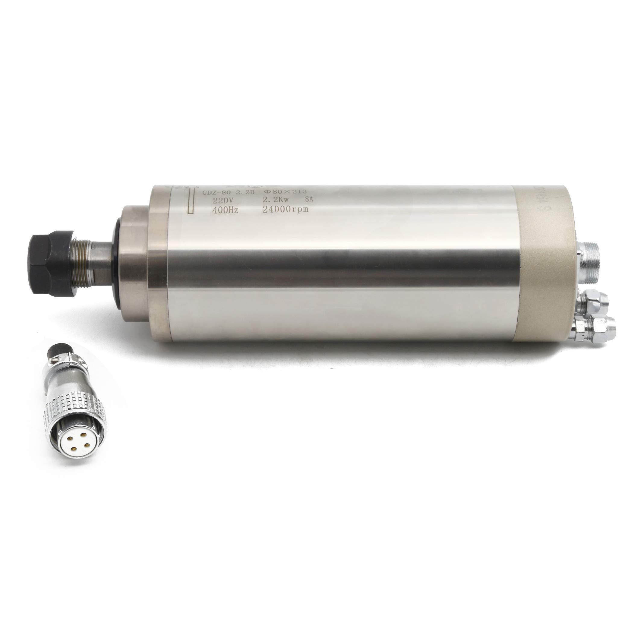 スピンドルモーター 水冷 2.2KW 220V スピンドルモーター ER20 コレット 80mm 直径 8A 400HZ 24000RPM CNCルーター彫刻フライス盤用|明金万代