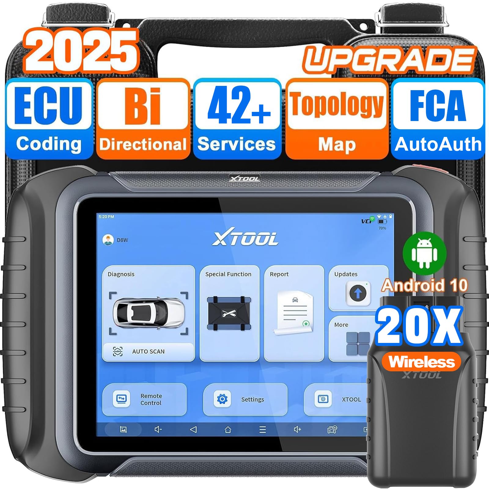 無線電話双方向走査手道具、2025 OBD2 トポロジー付き添い人スキャナ、FCA自動小銃公証、3年次のアップデート、ECUコーディング、PMI、42+リセット、車用盛りだくさん読み合わせるスキャナ、スターター立て坑再学びとる、CAN FD/DoIP