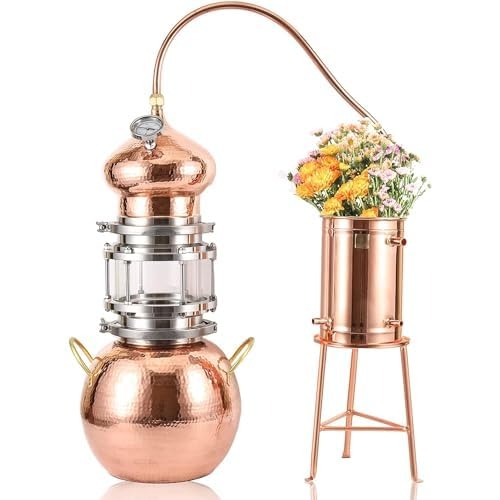 10L 銅密造酒澄ます器、自家製醸造酒一揃いの道具、冷やかす熱電子管と気温計付き添い人、手打ち銅アレンビック澄ます器 冷やかす配管、ウィスキー、密造酒、エッセンシャルオイル、ハイドロソルなど