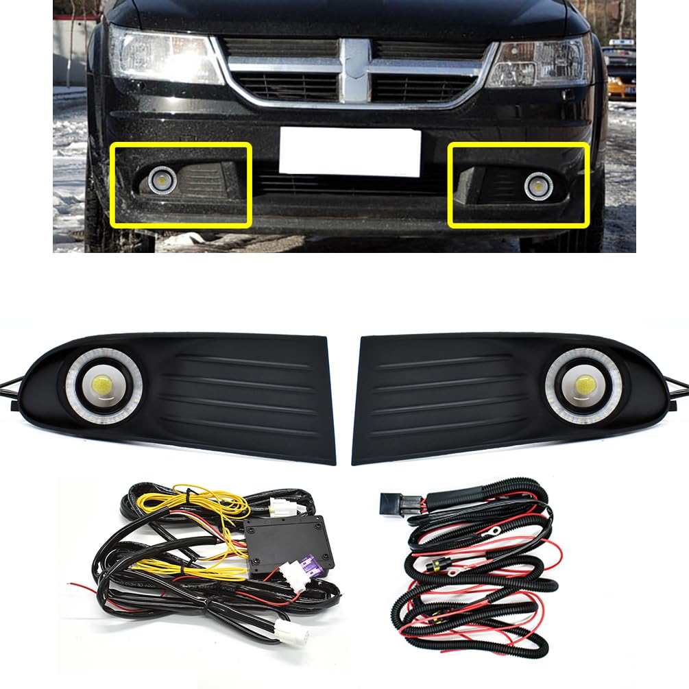 ECAHAYAKU LED フォグライト 2010-2012 Dodge Journey フォグランプカバー 取り替えっこ用 DRL 黄金色 ウインカー ともし火 前照燈