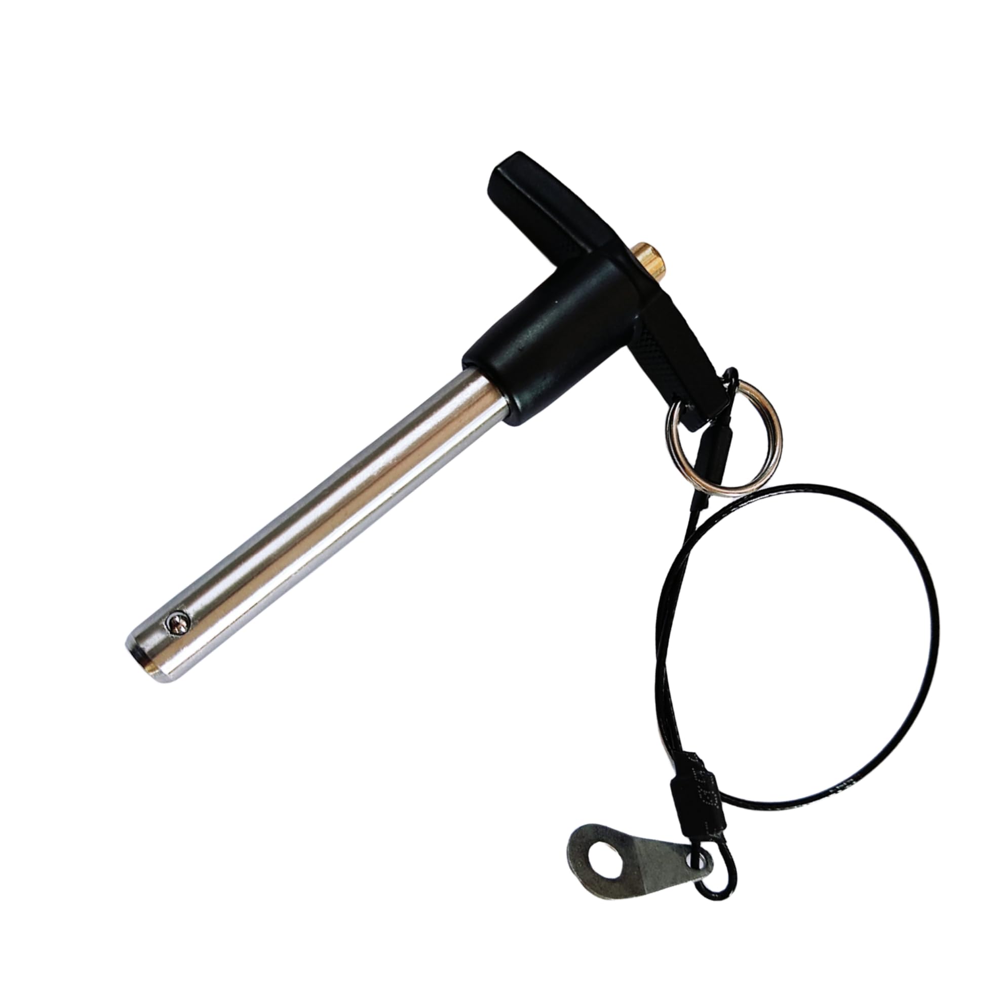 ステンレススチール 304プッシュボタンクイックリリースピン Tハンドルロックピン ピン直径11.7mm (0.47インチ) 使用長さ60mm(2-2/5インチ) 特大サイズ 長さ106mm ストラップケーブル付き｜明金万代
