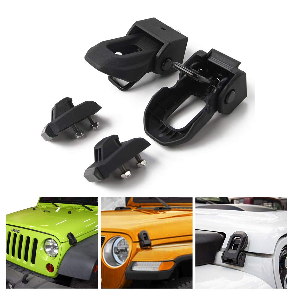 フードラッチロック 2007-2018 Jeep Wrangler JK JL オリジナル ブラック ステンレススチール フードキャッチキット 助手席側 ジープアクセサリー