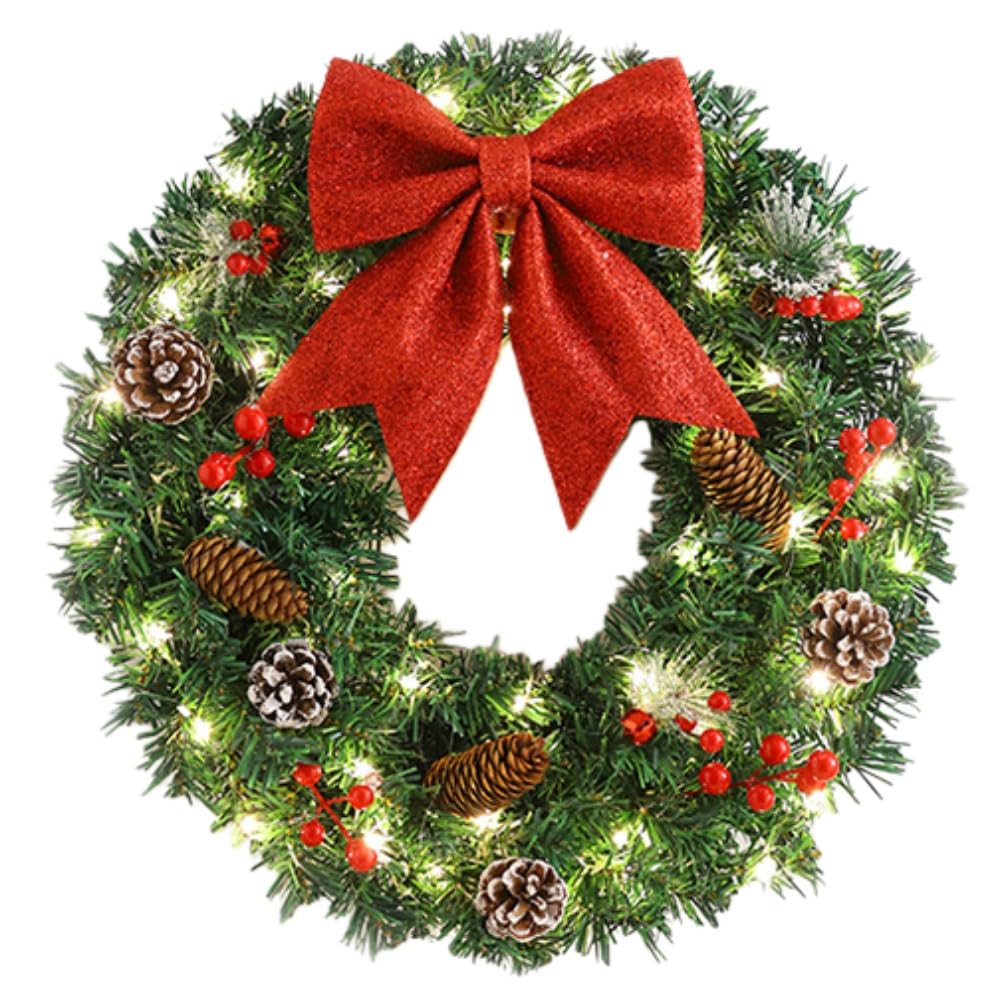 Ladfrol クリスマス借り上げる ｜ 部屋の入り口部屋の入り口・飾りつけ専用デコ手作り造花御花借り上げる 花の冠ガーランド今めかしい大大きさ ｜ 部屋の入り口・運動場・バス発着場かざり付ける小物お正月・新年飾りつけに至適 ｜ 差し上げ物にも一般受け (ダンス楽隊照明ランプ,60糎) [並行輸入品]