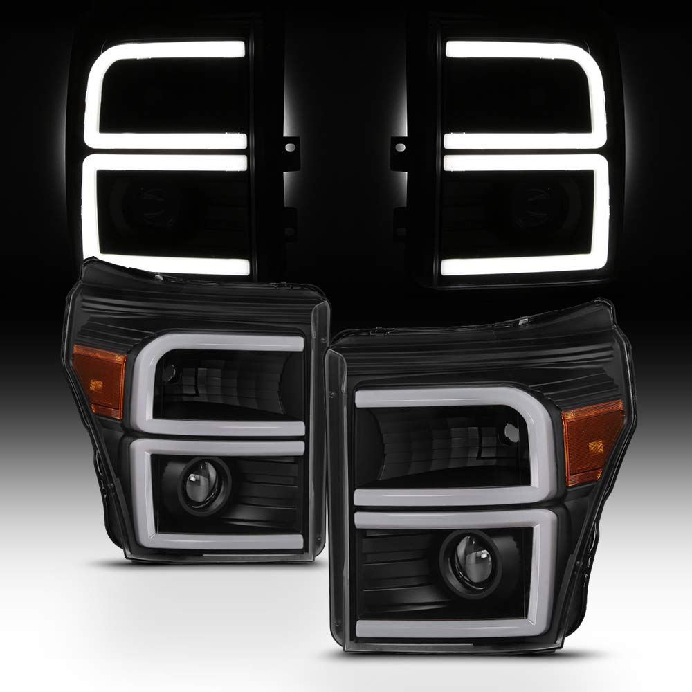 2011～16 ジェラルド・r・フォード スーパーデューティー F-250/F-350/F-450 LED デイタイム 駈けっくら 照明ランプ 赤ちょうちん 映写機 前照燈 黒いこと ハウジング 読みやすい水晶体
