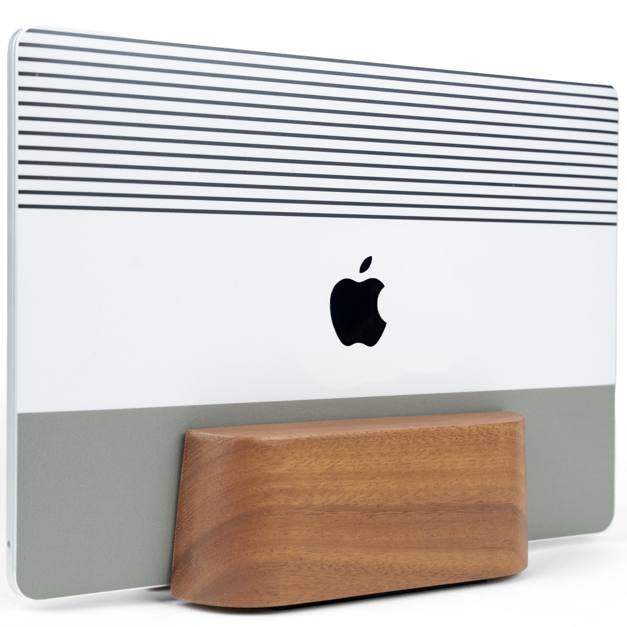 調節可能な縦型ノートパソコンスタンド デスク用 木製ノートパソコンホルダスタンド 木製 Mac Air Dock (ソリッドウォールナット)|明金万代