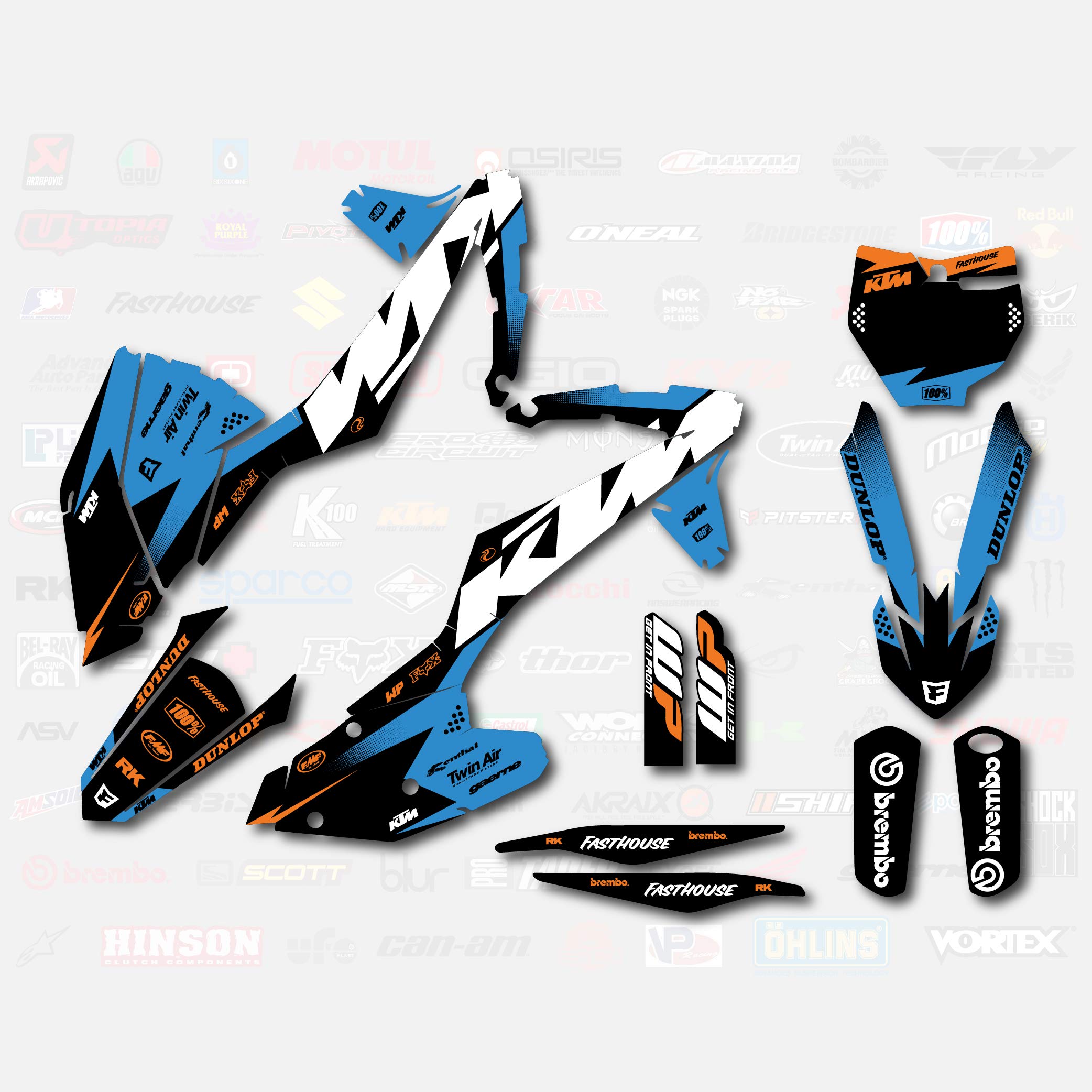 ブルーオレンジレーシンググラフィックスキット KTM 16-18 SX SXF XC XCF 125 150 200 250 300 450用