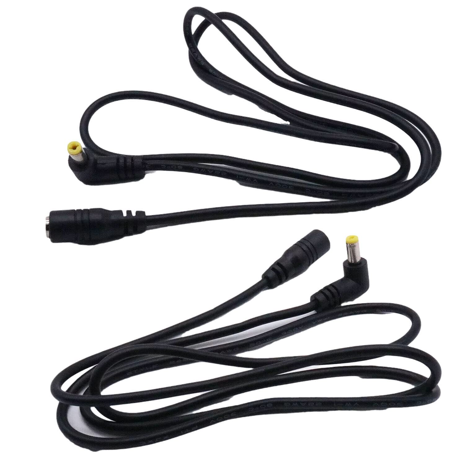 4.8mm x 1.7mm メス - 4.8mm x 1.7mm オスプラグ 直角延長ケーブル DC電源アダプターコネクターケーブル 2個 1メートル｜明金万代