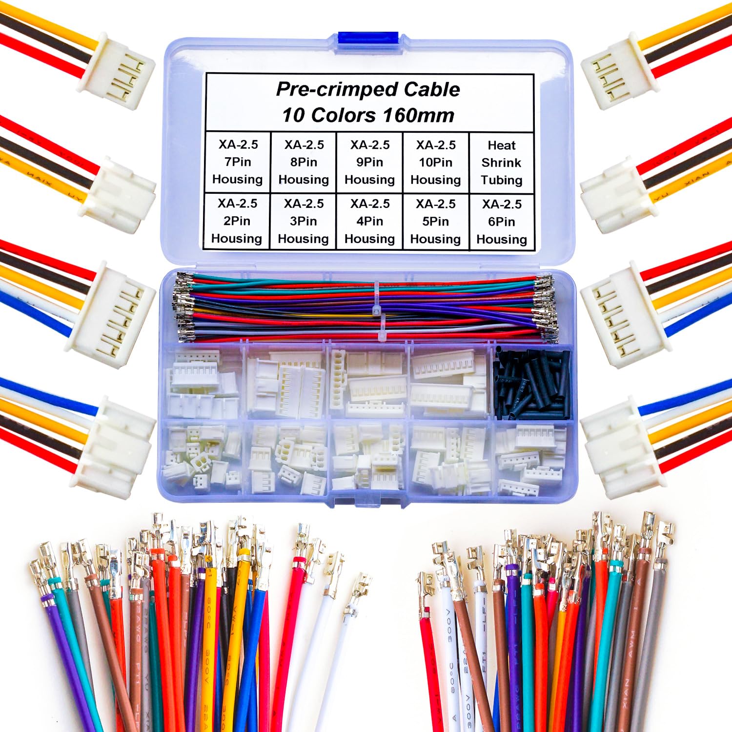 Molex 2.54粍 ケーブルコネクタ詰め合わせ一揃いの道具 JST EH 2.54粍 繋ぎ 2P 3P 4P 5P 6P 7P 8P 9P 10P 22AWG プレ圧着有線テレビ (TC-EH) 付き添い人