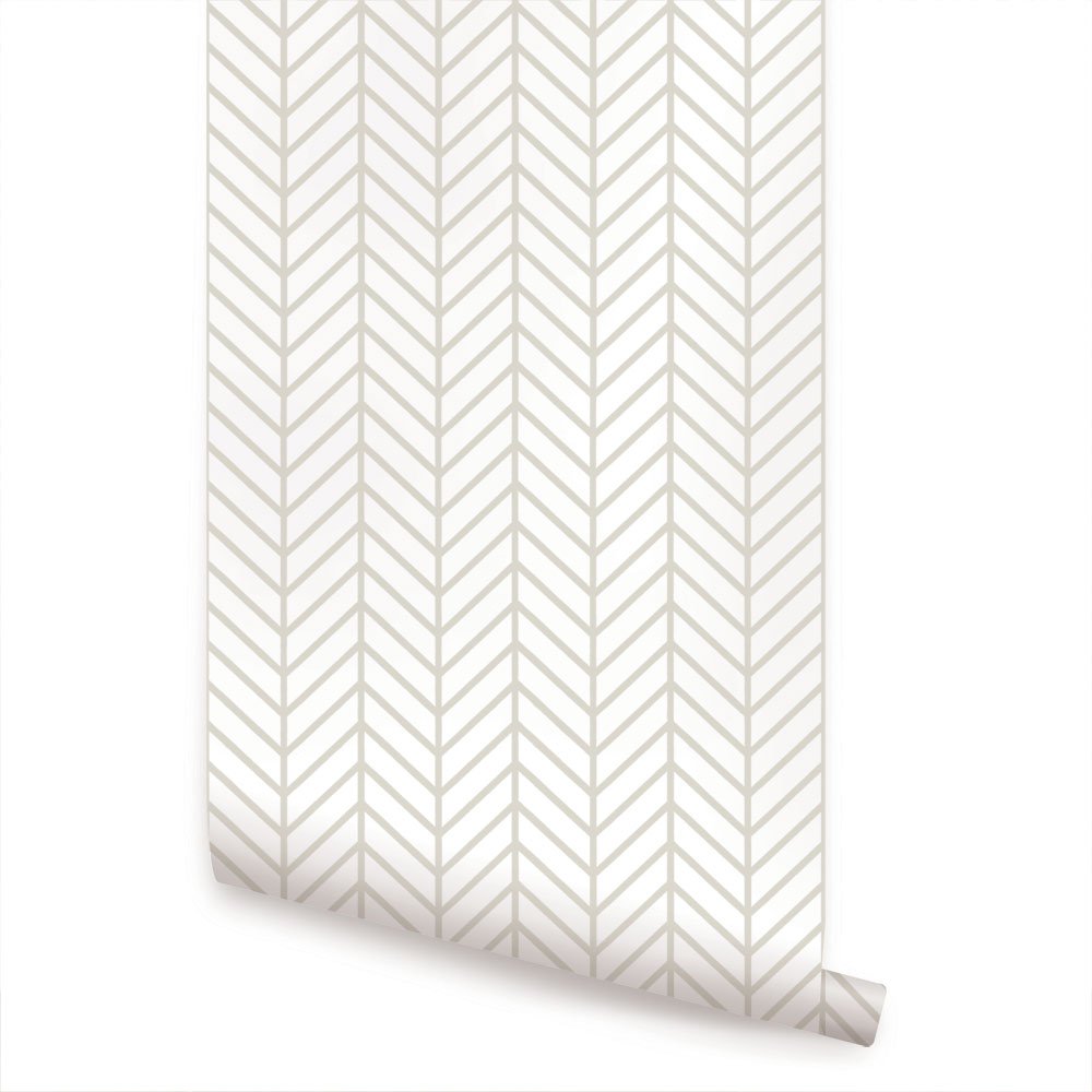ヘリンボーンシリーズ 取りはずす紙を剥がすと貼れる壁紙 6 Sheet Pack (2x9 Feet)