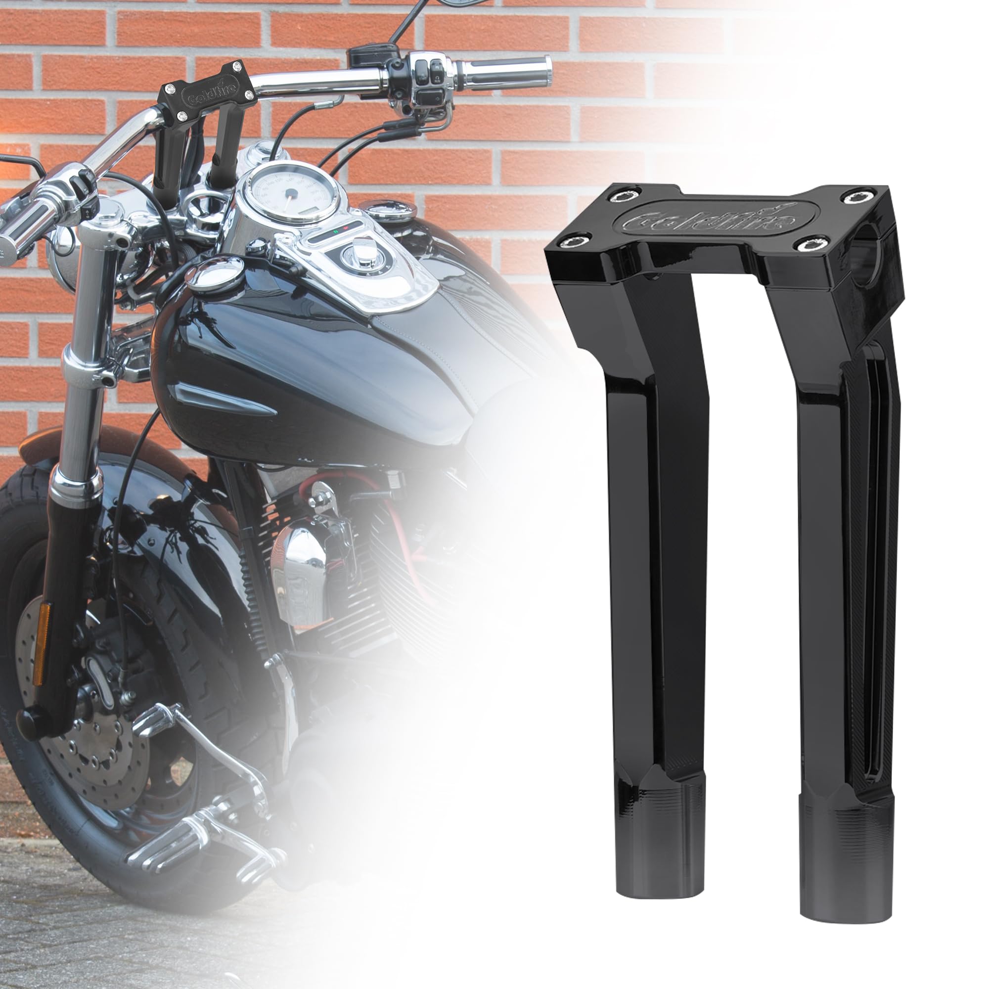 1インチ クランプ ラウンド オートバイ ハンドルバーライザー 高さ8インチ プルバック ハンドルバーライザー 延長キット Harley Sportster Dynaに対応 (ブラック)｜明金万代