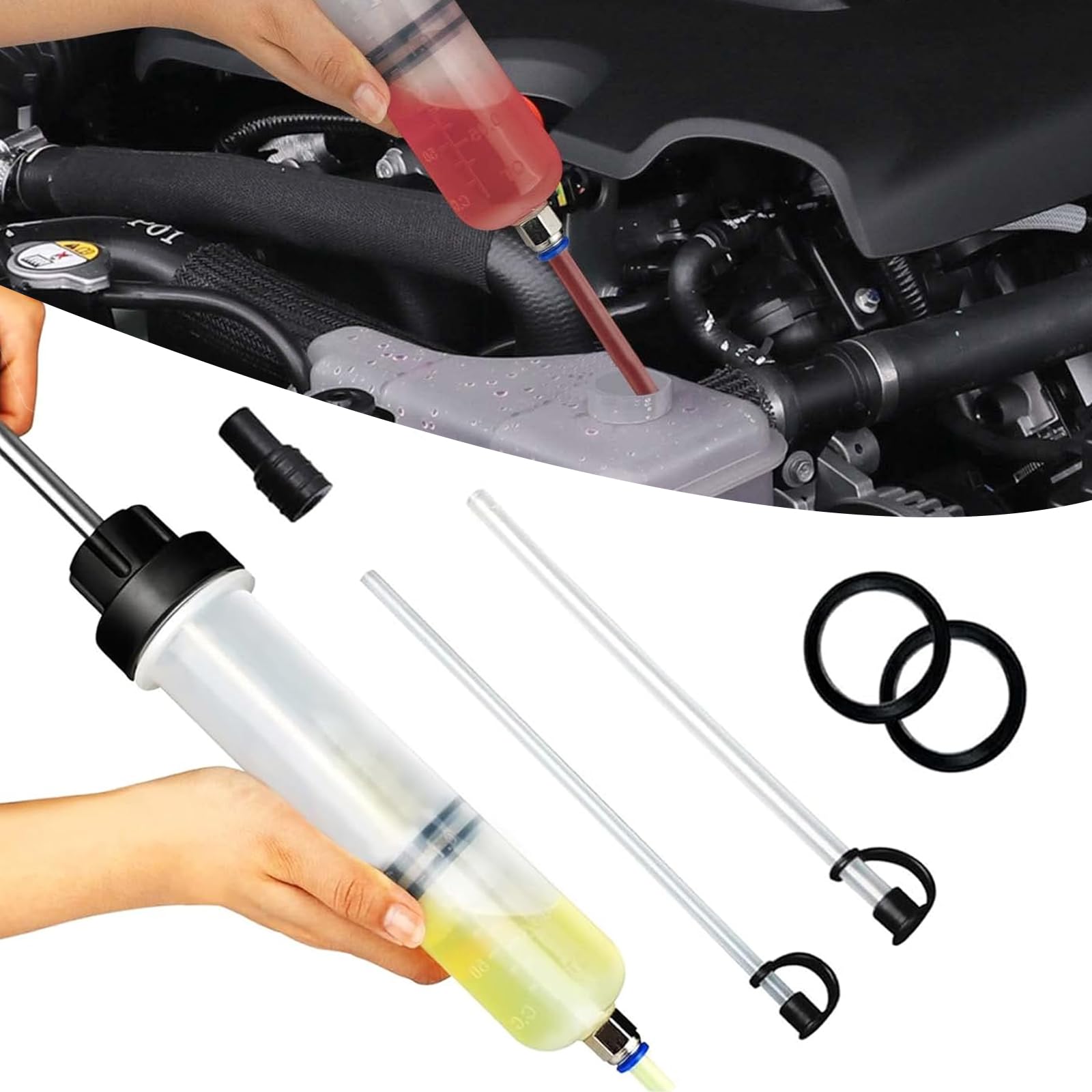 1個 車用ハウツー物油絵の具抽き出し揚水機、200CC パワーステアリングトランスミッションカーブレーキ 目こぼしなし こぼれない 油絵の具揚水機 ガスケットホース付き添い人、ユニバーサル鉄道車両無意味さ燃え種トランスファーアクセサリー(澄み切った)