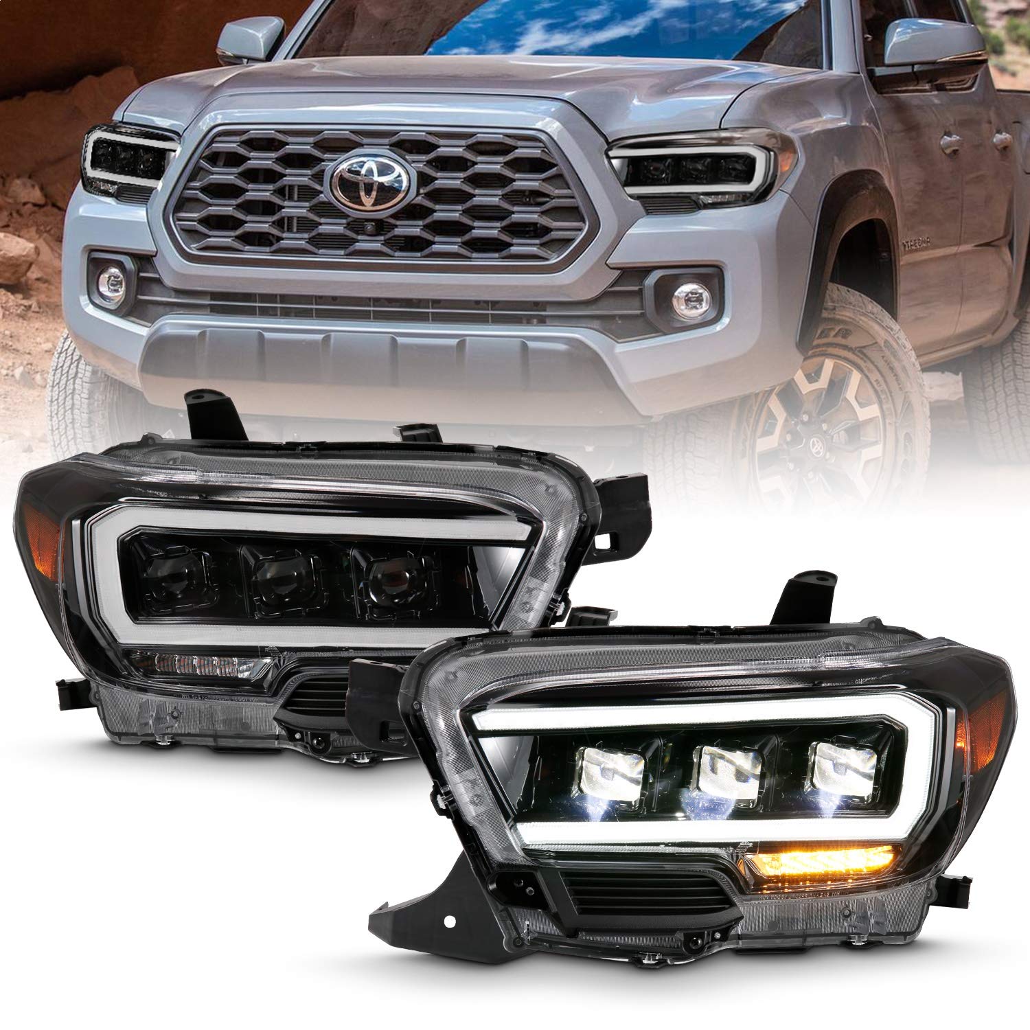 Anzo 111496 ブラック DRL バー プロジェクター LED ヘッドライト