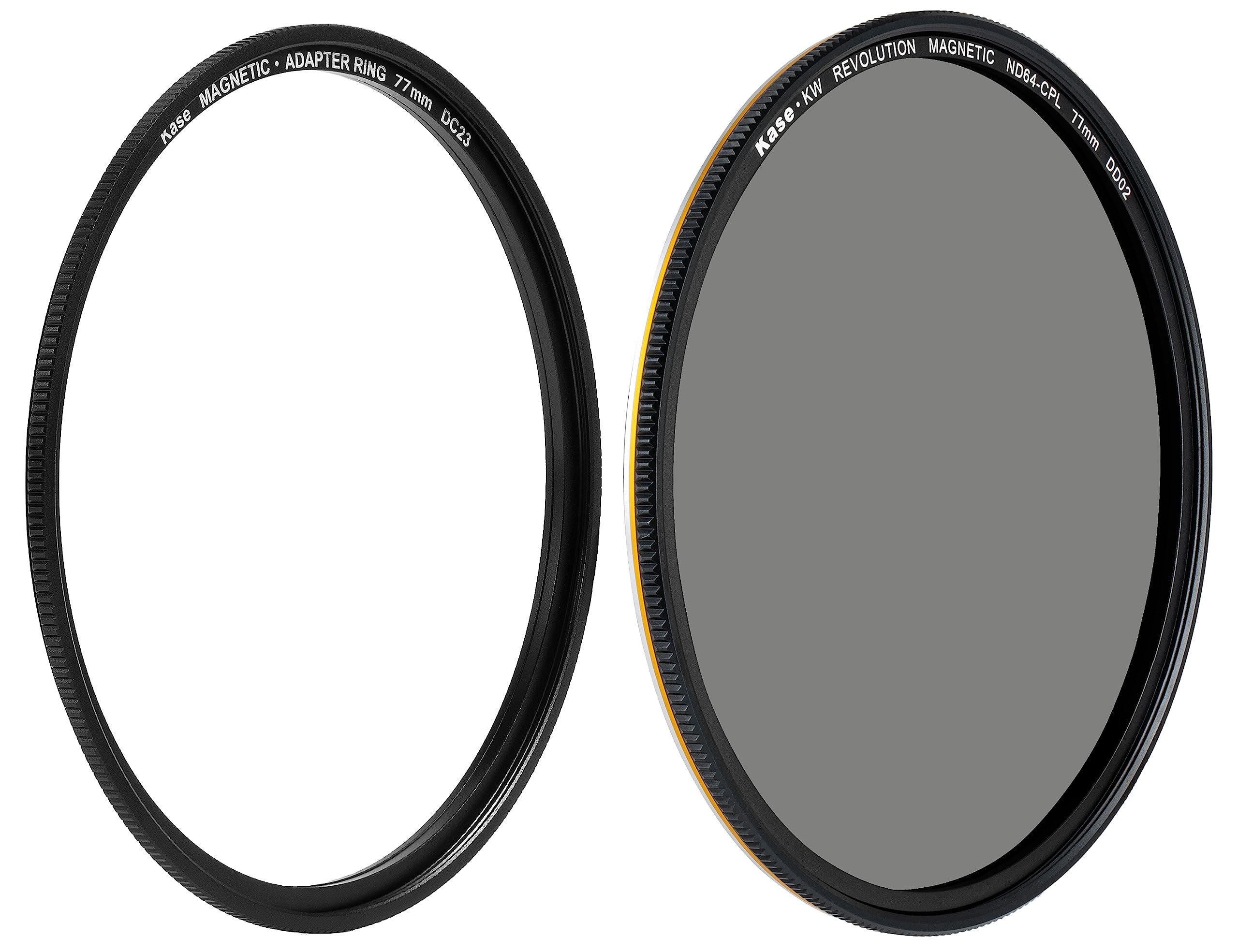 ウルヴァリン レボリューション 77mm 磁気 CPL ND64 6ストップ ND コンボフィルター 耐衝撃 強化ガラス イエロー&amp;シルバーリング&amp;アダプター付き｜明金万代