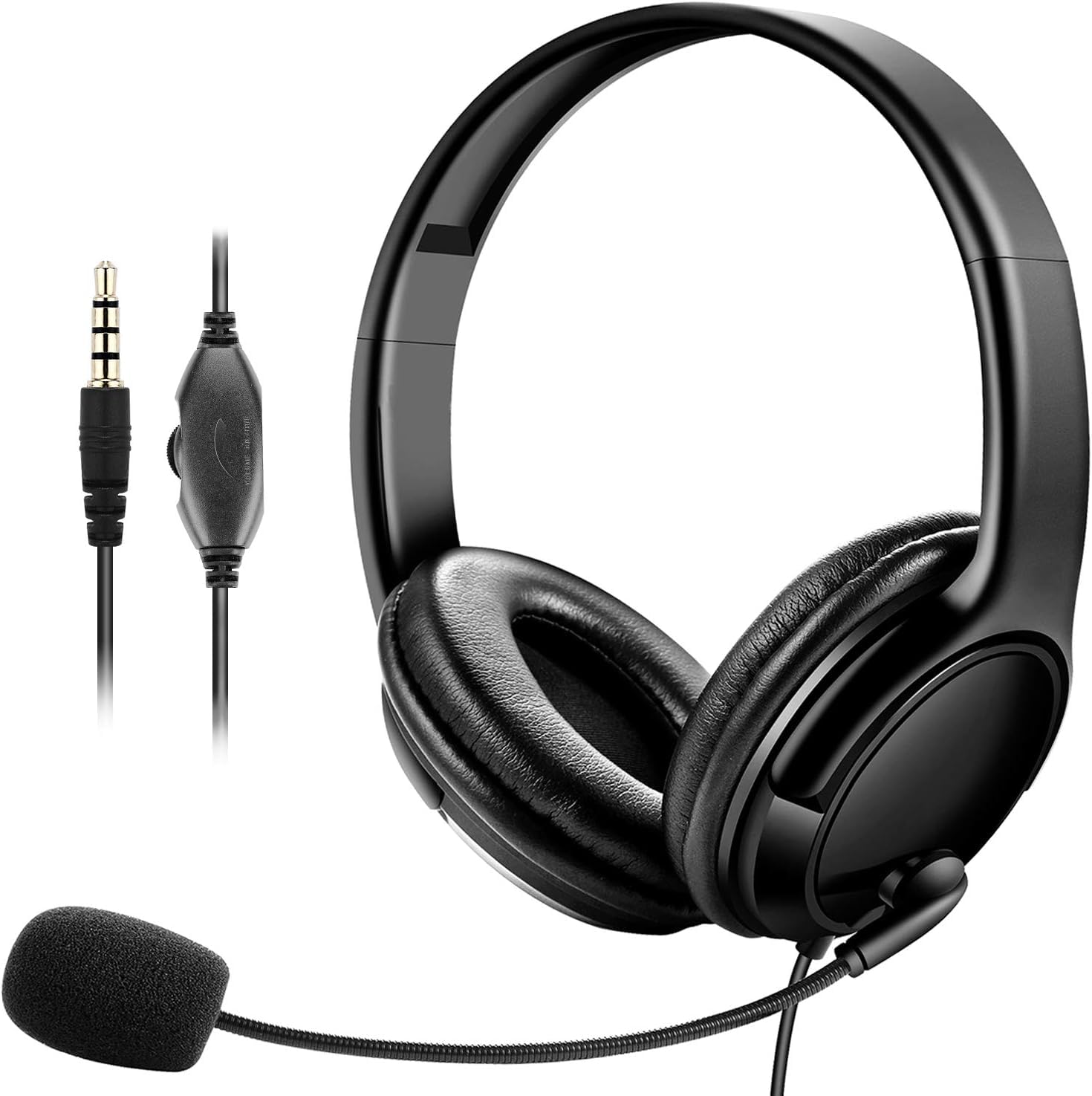 バルクヘッドフォン マイク付き 10個パック 教室/学校用 卸売 耐久性のあるオンイヤー有線ヘッドセット 子供 学生 大人 オフィスコンピュータ用 (OH456,10ブラック)