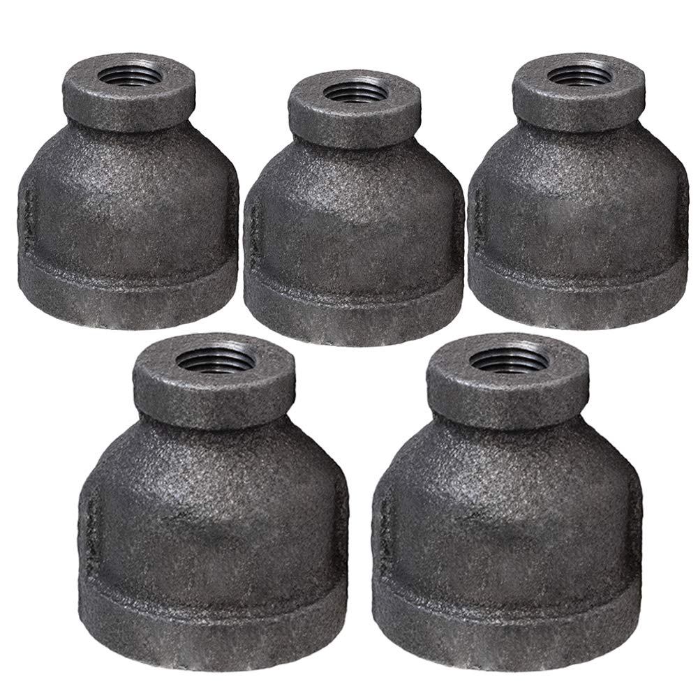 可鍛性鉄ねじパイプ継手コネクタ 1-1/2 x 3/4インチ (5個パック) BMRC1122-5 リダクションカップリング ブラック|明金万代