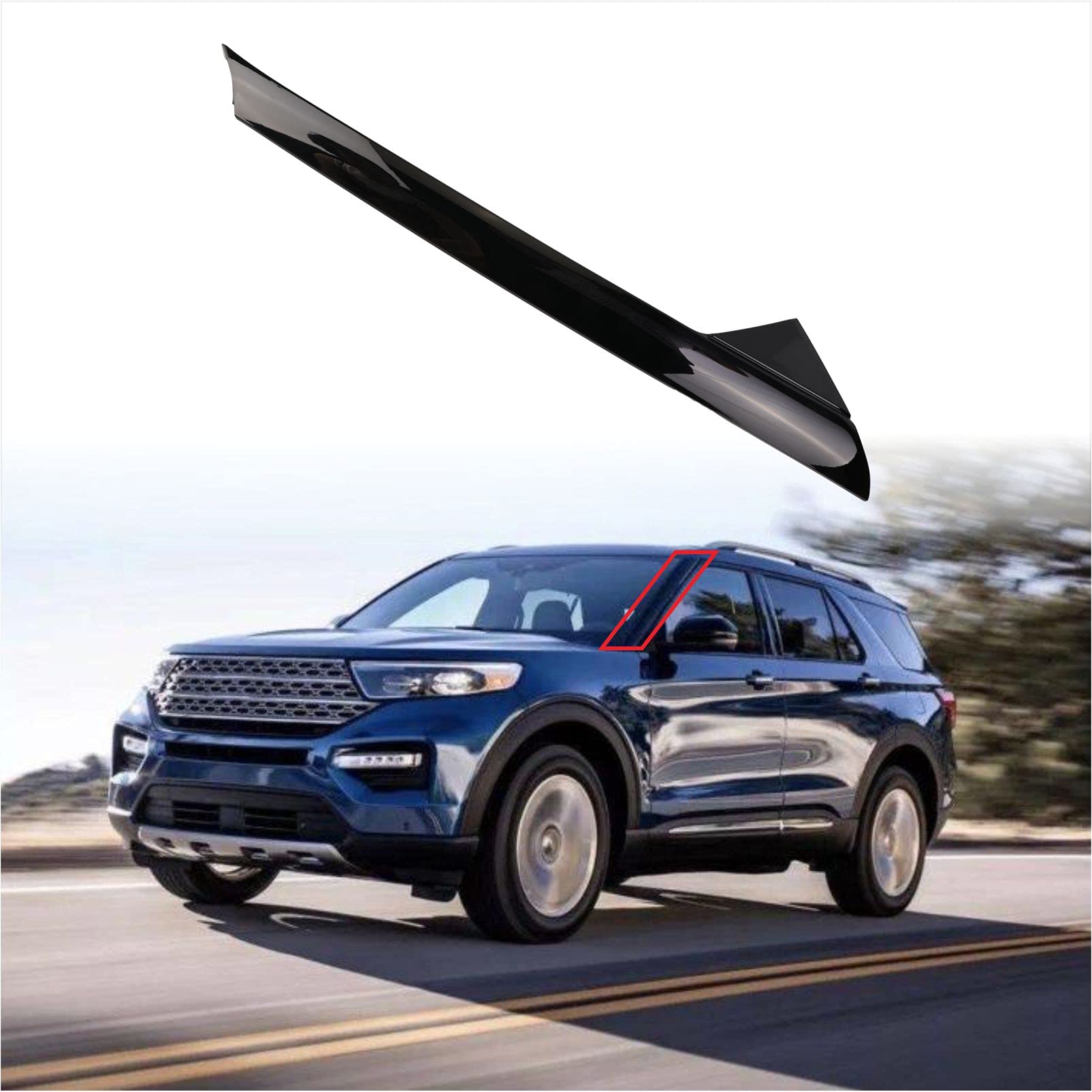 フロントモール フロントモール フロントガラス アウタートリム サイドテープ付き 2011-2019 Ford Explorer 4ドアユーティリティ BB5Z-7803145-AA BB5Z-7803137-AB 運転席側(左)｜明金万代