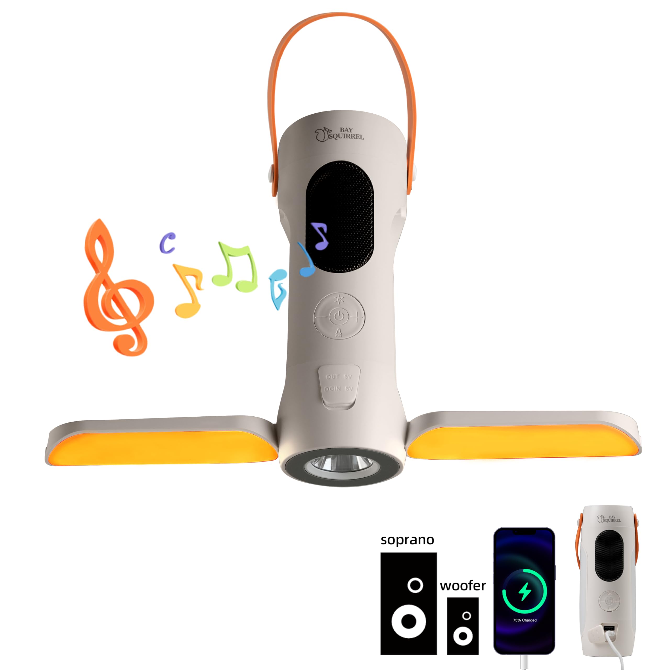 キャンプライト充電式ランタン、オフホワイト。|明金万代