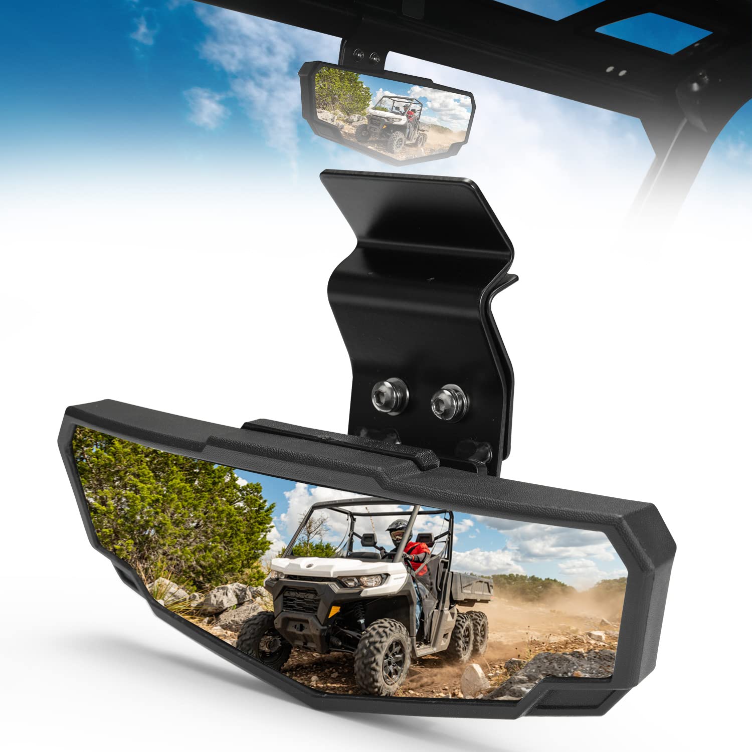 リアビューセンターミラー HAKA TOUGH UTV コンベックス ワイドバックミラー Polaris Ranger 570 900 xp 1000 Crew用 Can Am Defender 2015-2023 アクセサリー 1個|明金万代