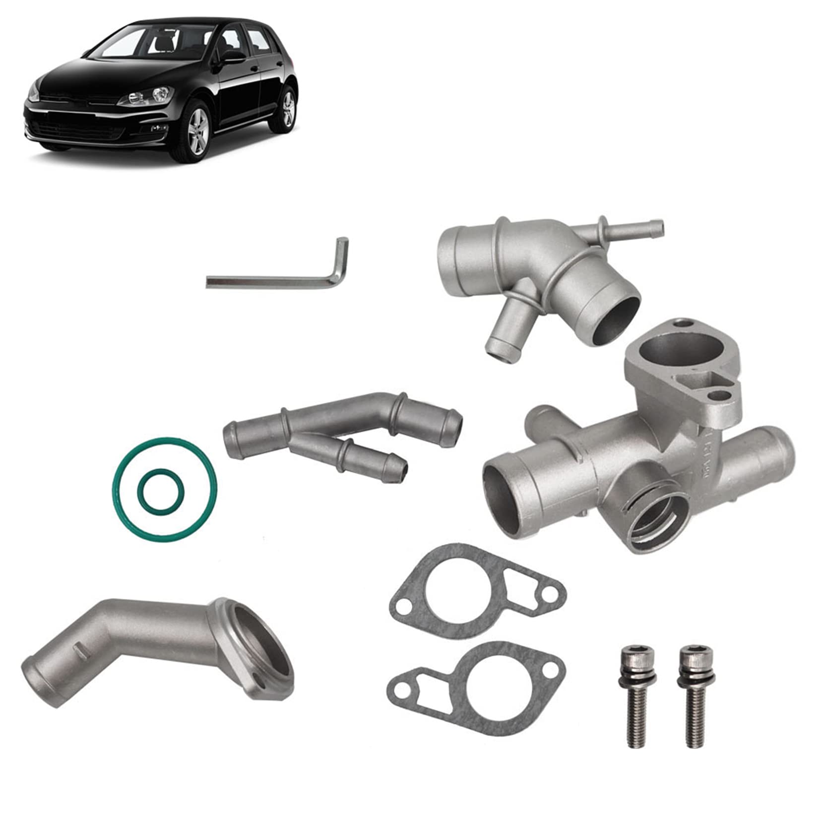 キャストアルミクーラントキット 交換用 2000-2005 Golf/Jetta Mk4 1.8T 2000-2002 TT 06A121121C 06A121121F 06A121132AP 1J0121087C｜明金万代