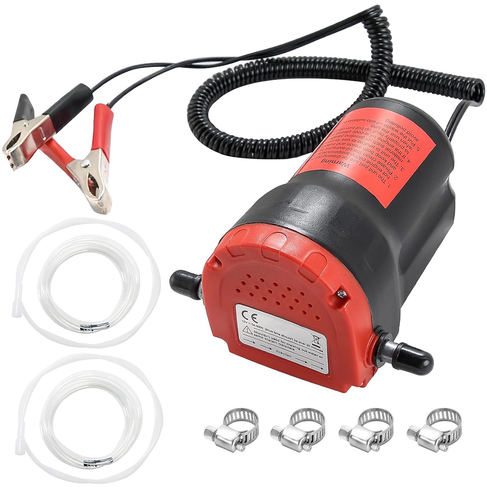 12V 60W オイルチェンジポンプ抽出器 オイル/ディーゼル液ポンプ抽出器 スカベンジ オイル交換ポンプ 転送吸引 レッドケース