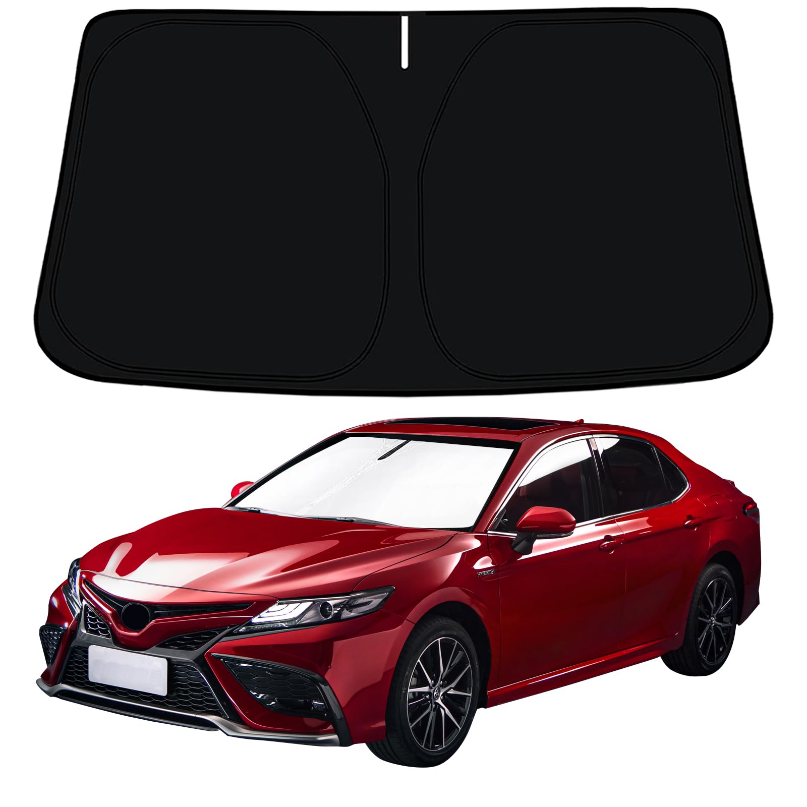 CC\u0026amp;TT フロントガラスサンシェード Toyo-ta Camry 2012-2017、カーバイザーサンシェード、Toyo-ta Camry Accessories (LE XLE Hybrid SE XSE) 折りたたみ式フロントウィンドウプロテクター 紫外線を差しつかえる その他-日用品雑貨・文房具・手芸