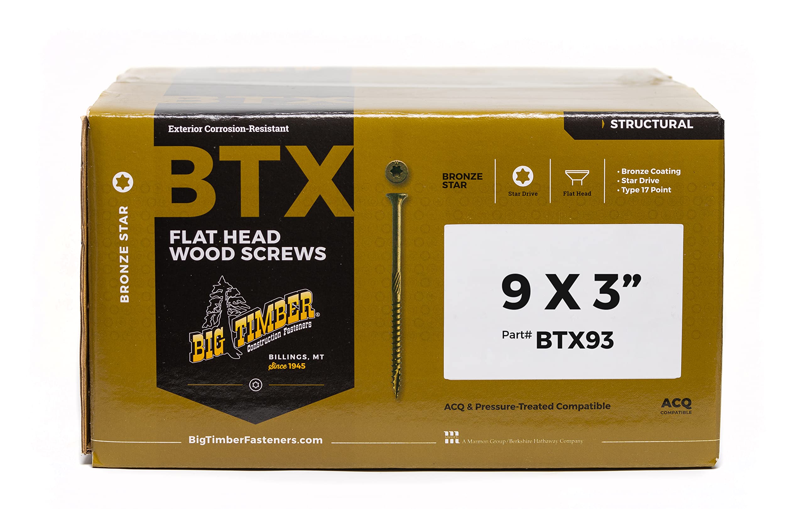 ブロンズセラミックコーティングStarドライブExterior木製ネジ( Bulk Box ) 9x3" ブロンズ BTXB｜明金万代