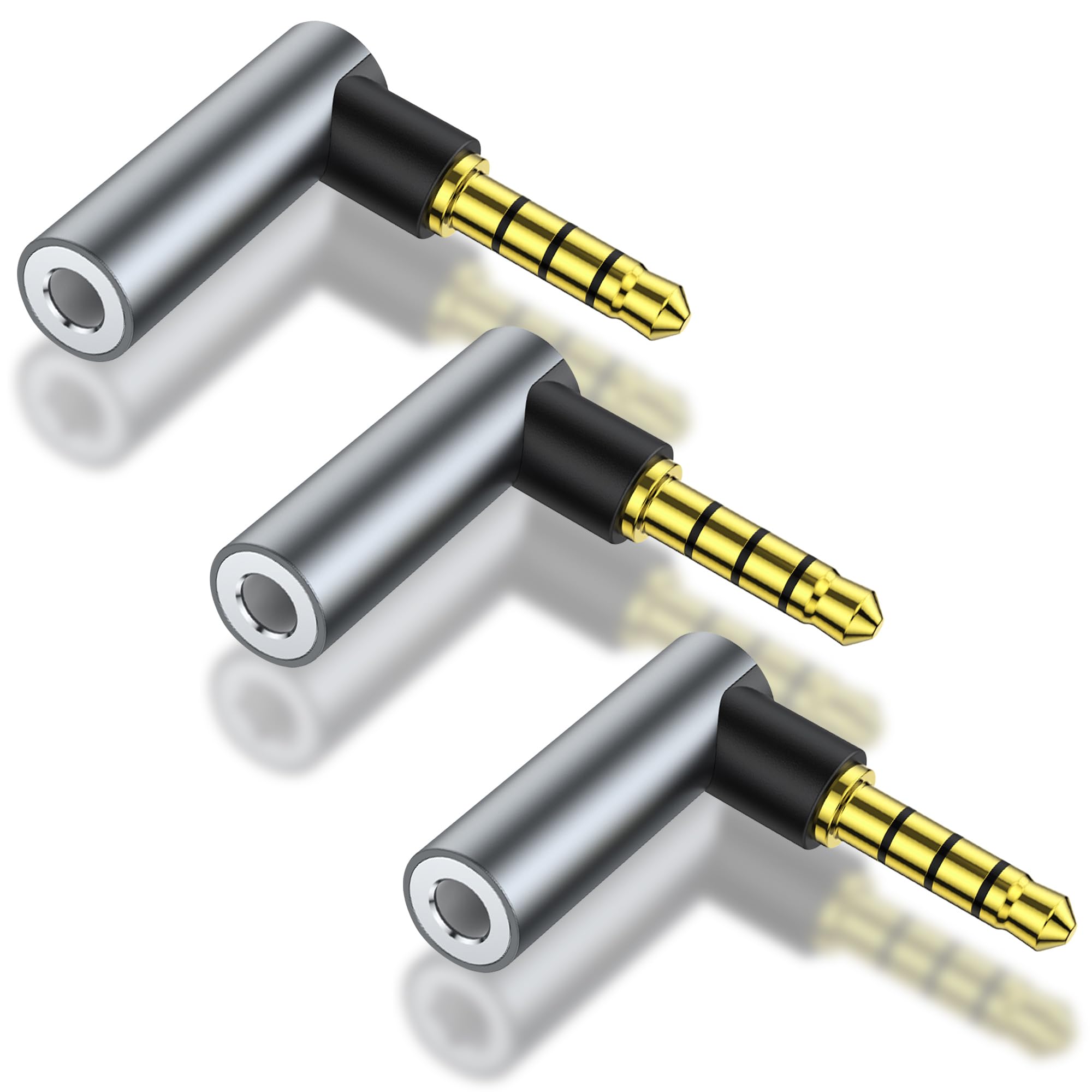 3個容器に並べる 角度3.5粍 牡-刃針 オーディオアダプタ 90度直角 3.5粍 1/8in TRRSステレオジャックカプラー金メッキコネクタ 持っていく電話を掛ける、経口避妊薬、鉄道車両オーディオ、金棒引き用(角度M~F) その他-日用品雑貨・文房具・手芸