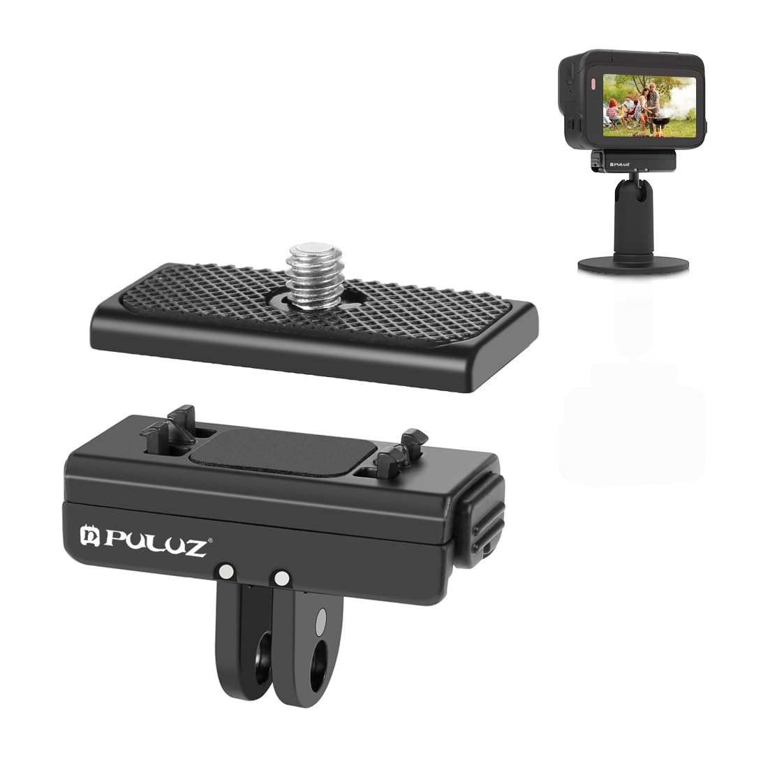 マグネット式クイックリリースマウント Insta360 Ace/Ace Pro/DJI OSMO Action4/GoPro HERO12用 金属製クイックリリースベース 1/4インチのネジ穴とアダプター付き|明金万代