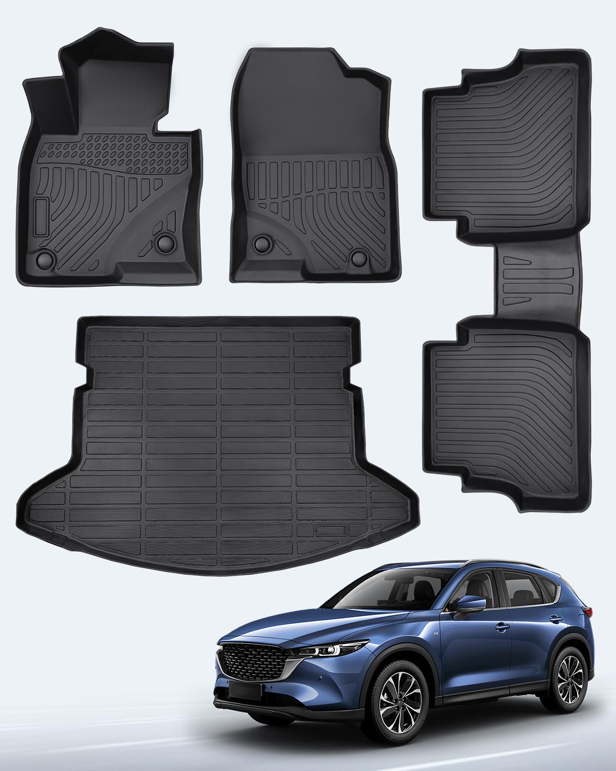 マツダCX5フロアマット 4枚 Weahther フロアライナー カスタムフィット 2022 2021 2020 2019 2018 2017 マツダ CX-5 フルセット 防水 フロント リア カーゴシート マツダ CX5アクセサリー用｜明金万代