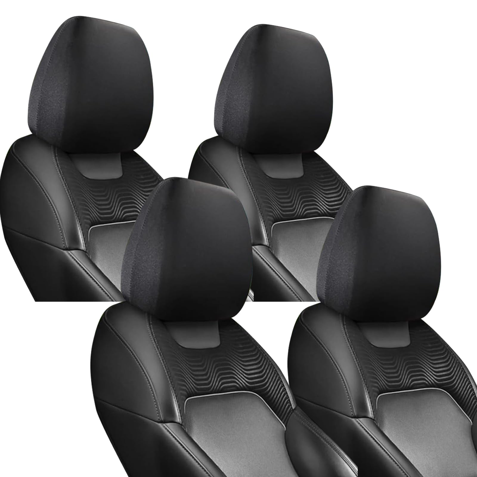4個 車用ヘッドレストカバーキット 9.84in x 11.02in 伸縮自在 鉄道車両ヘッドレストプロテクター 手道具不必要 ユニバーサル四輪車用ヘッドレストアクセサリー 貨物自動車 SUV 車用 (黒いこと)