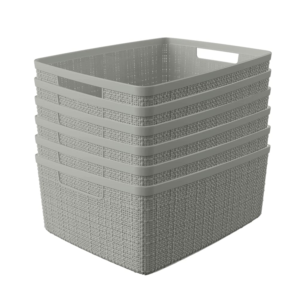 4個セット ジュート大型キューブ装飾プラスチック整理&amp;収納バスケット ホームオフィス、クローゼット棚、キッチンパントリー、すべての寝室の必需品に最適な箱 ブラック｜明金万代