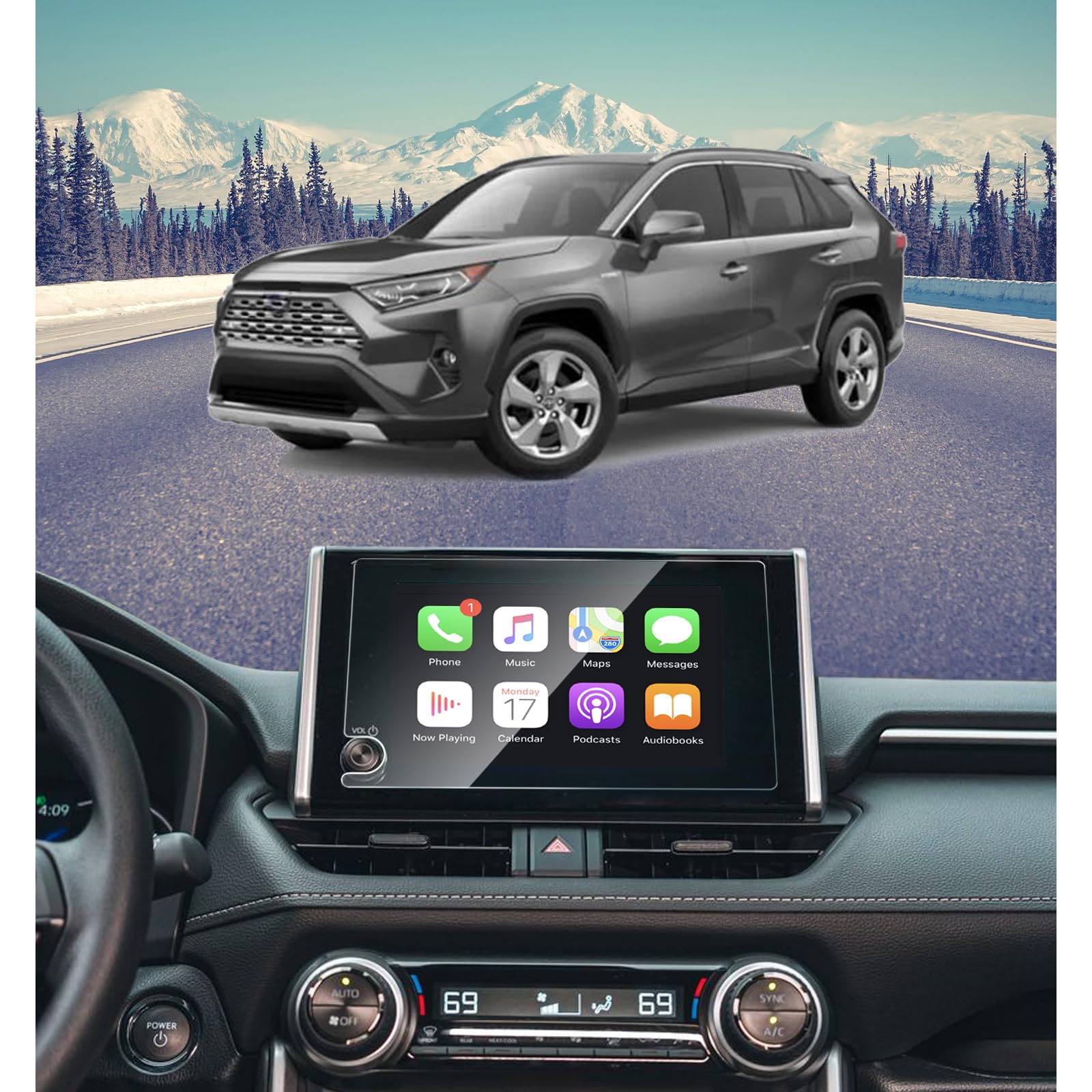 2023 2024 T*oyota RAV4 LE/XLE/XLE Premium/Prime SE/Adventure/Hybrid 8インチ GPSセンタータッチスクリーン プロテクター 硬度9H 指紋防止 傷防止 アンチグレア(2019-2022 RAV4用ではありません)|明金万代
