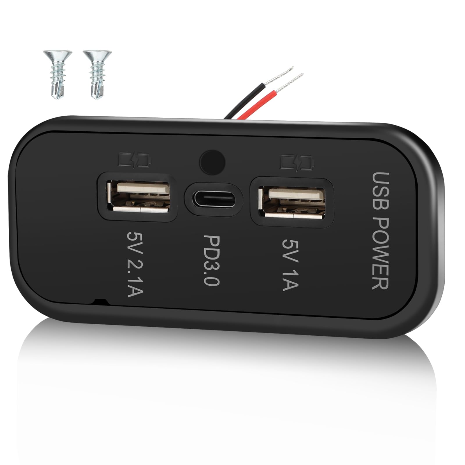 3ポート 12V RV USBコンセント 45.5W PD3.0 Type-C 急速充電 \u0026amp; デュアルAポート 3.1A パネル壁マウント 自動車用ソケット充電器アダプター RV マリン ボート バス ATV オートバイ トラック用