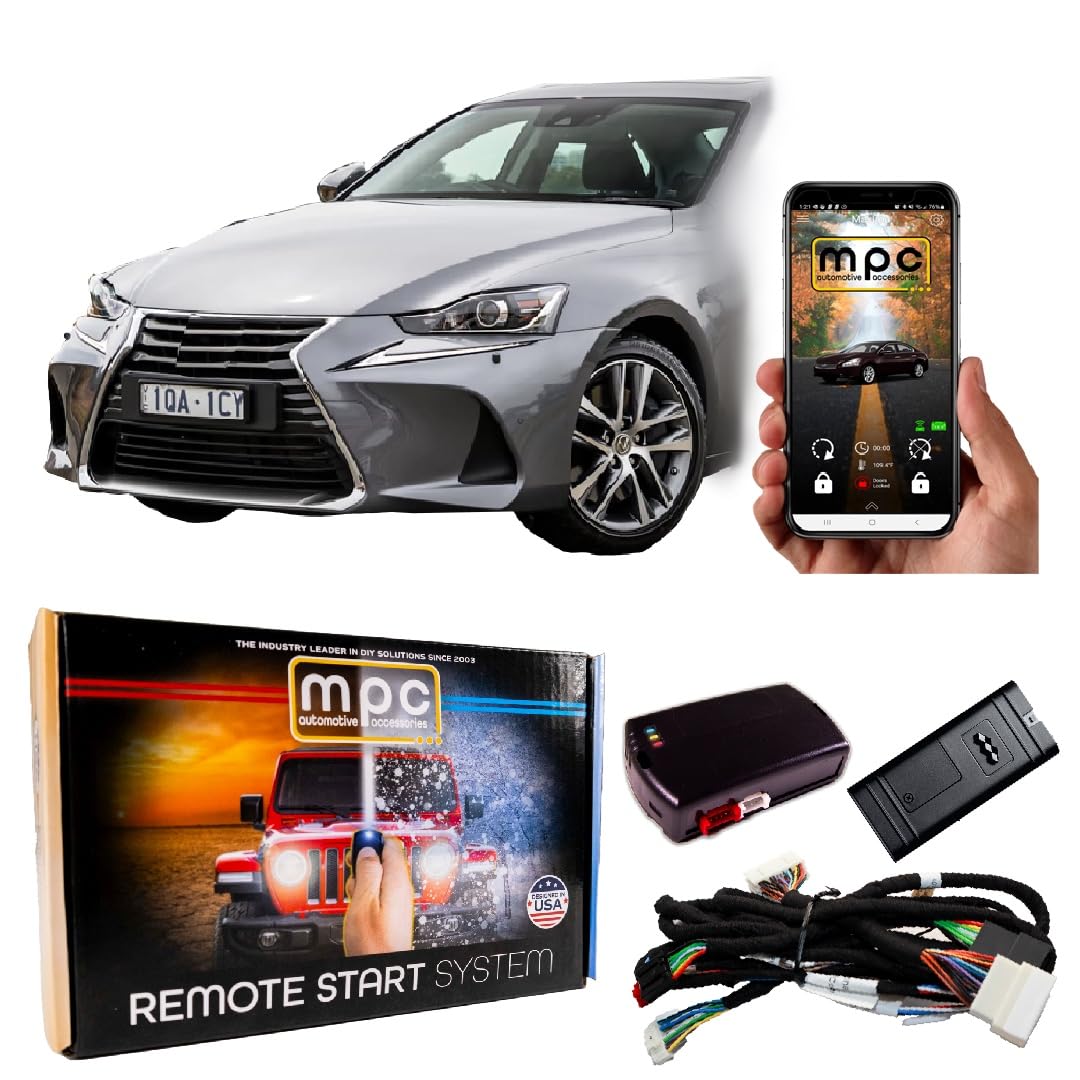 リモートスターター スマートフォンコントロール付き 2016-2020 Lexus IS300 | Gas| Push to Start| Tハーネス付き - ファクトリーキーフォブ起動 - ファームウェアプリロード|明金万代