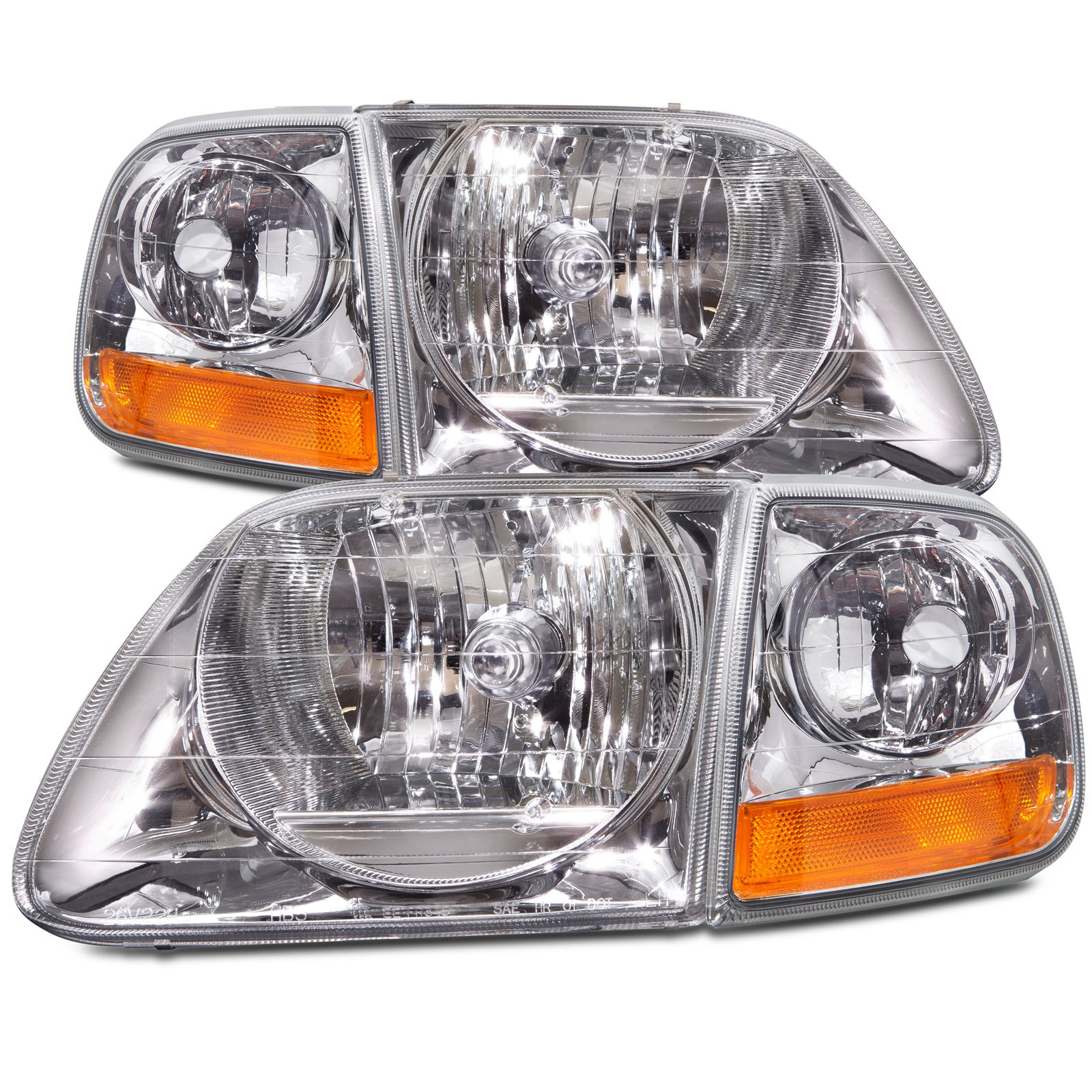 ハロゲンヘッドライト 97-03 Ford Expedition F-150 F-250に対応 左ドライバーと右助手席側のヘッドランプ コーナーライト付き クロームハウジング｜明金万代