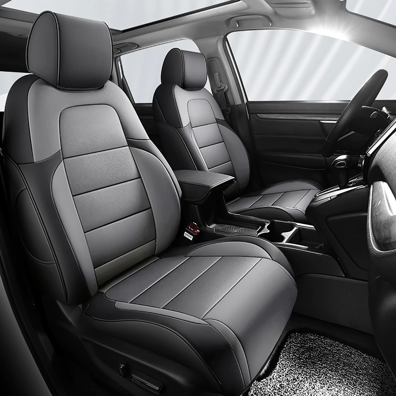 カーシートカバー フルセット ホンダ CR-V 2012 2013 2014 CRV LX;EX;EX-L モデル用 - レザー (ブラックとレッドトリム)