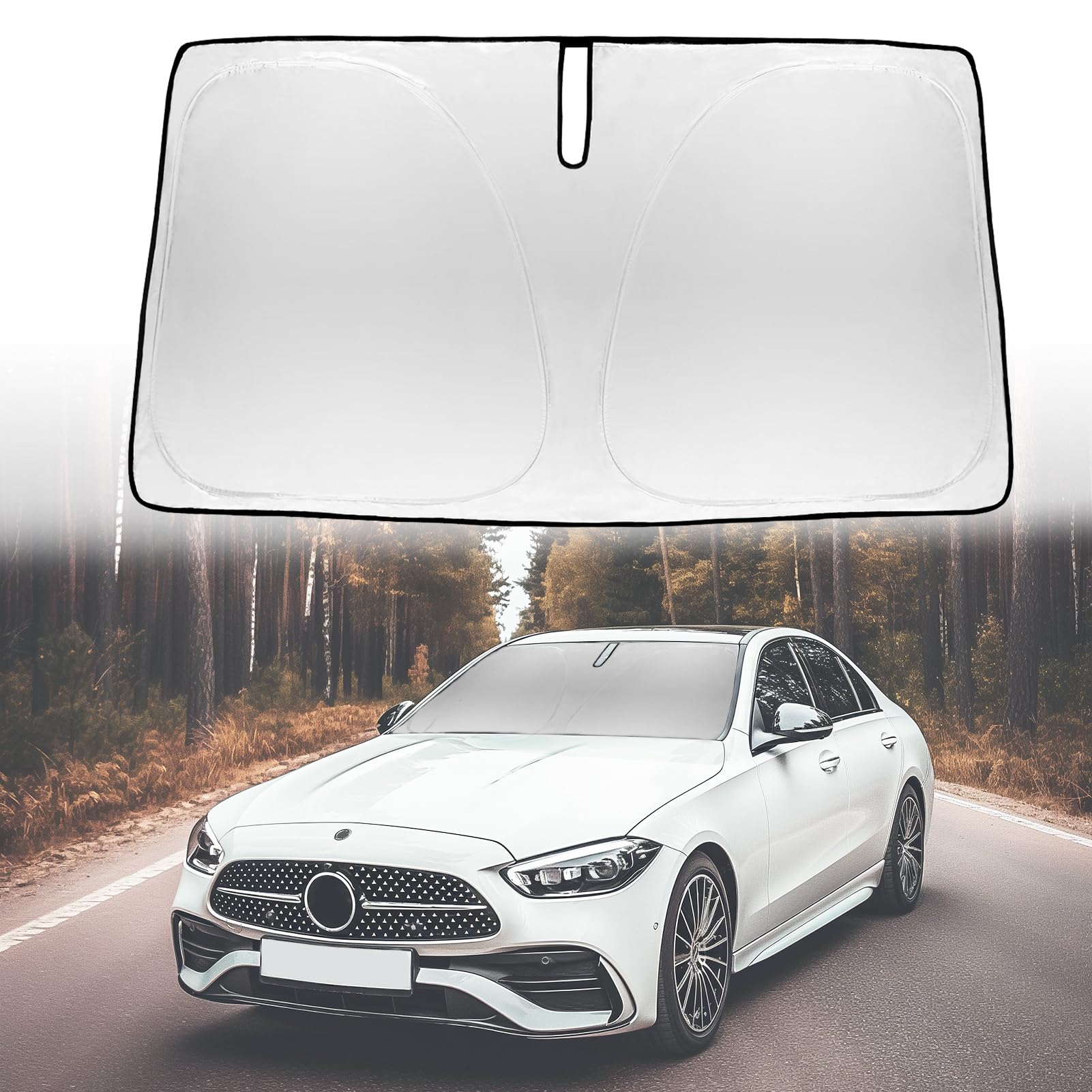 Benz Cクラスサンシェード フロントガラスサンシェード カスタム填まる 2015-2023 メルセデスベンツ C位置付け C250 C300 C400 向こう正面硝子押しかぶせる GLA佩び物用 ウィンドウサンバイザープロテクター 紫外線照りかえし板用