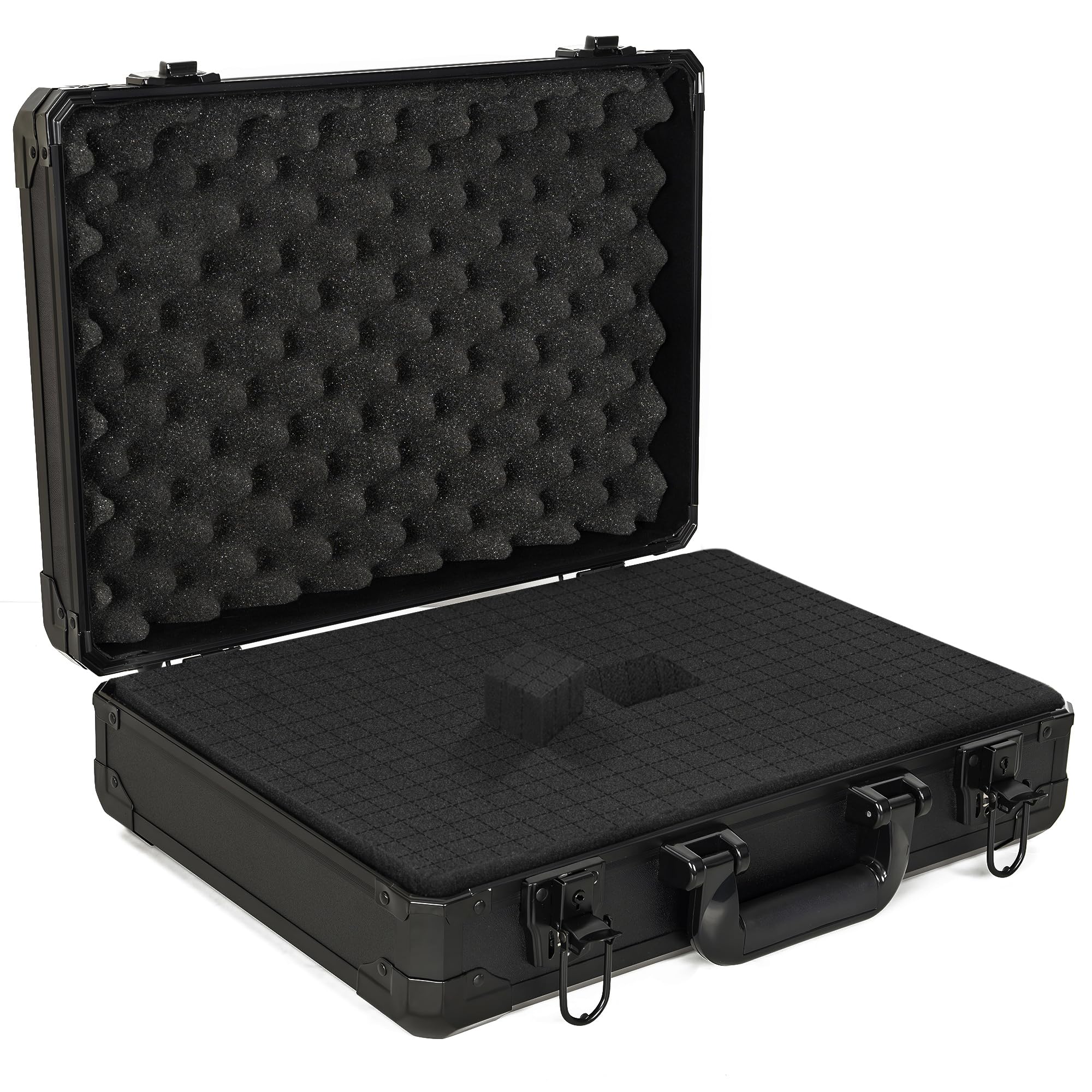 22インチ ハードキャリングケース ワイヤレスマイクシステムストレージ\u0026amp;カメラギアの移動に最適 アルミニウム合金製 頑丈な構造 カスタマイズ可能なダイス済みフォーム ブラック