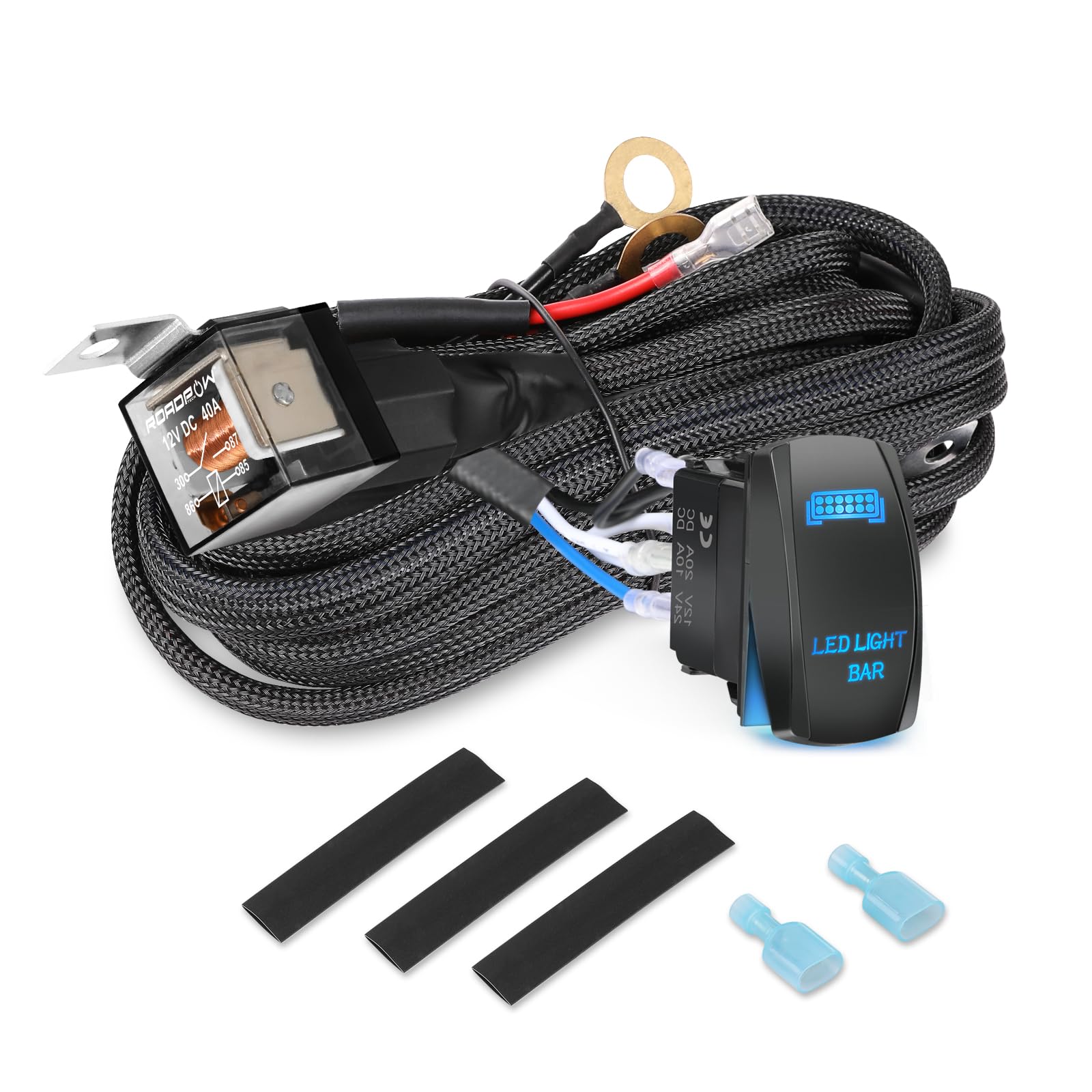 LEDともし火赤ちょうちん用導線馬具 12V 40A ナイロンワイヤーハーネスキット 5ピンロッカースイッチ付き添い人 LED御役目用 フォグライト ドライビングライトバー 貨物自動車 UTV ATV SUV オフロード小船相応う 先んじる1本