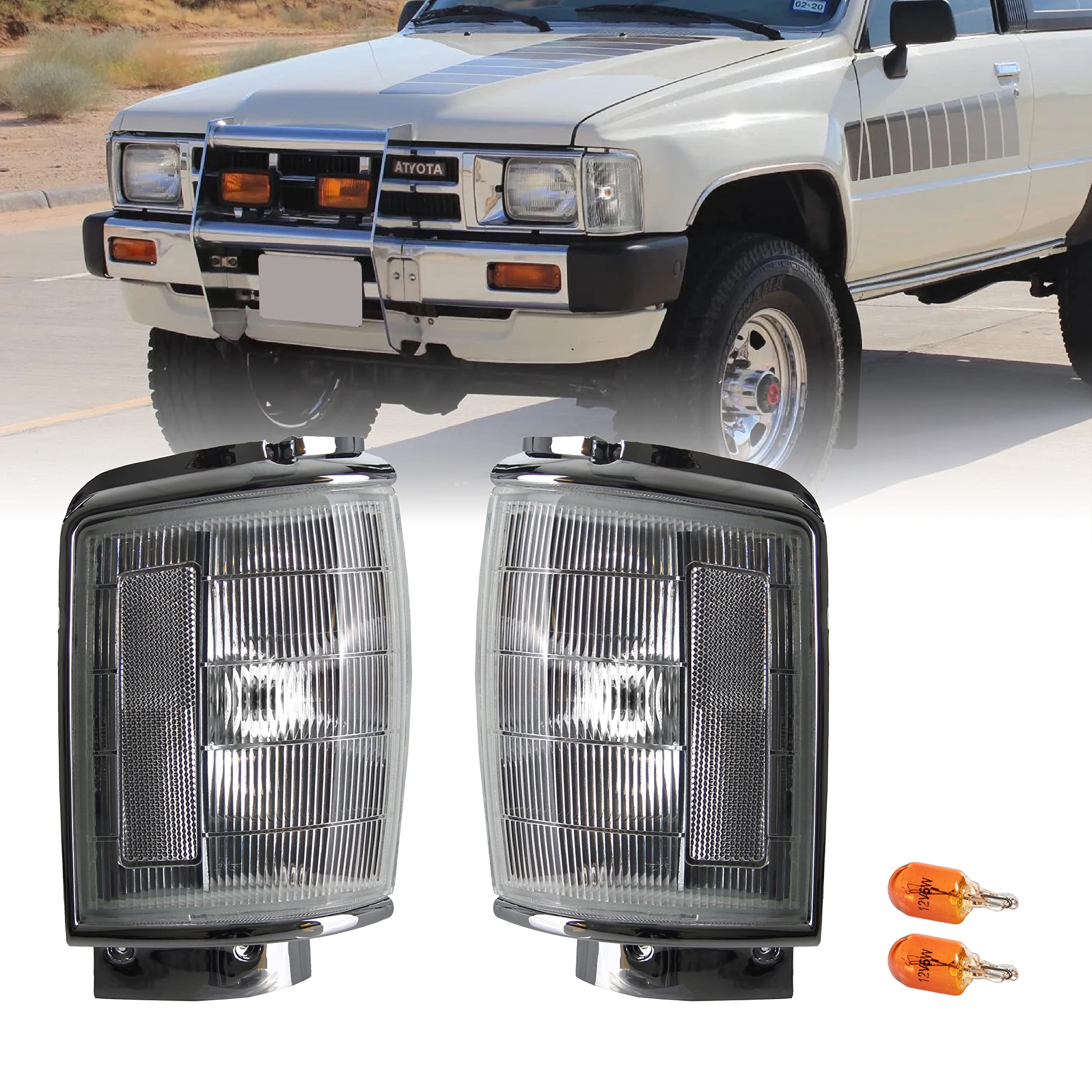 USR 92-95 第2時人 4Runner バンパーともし火 - フロントバンパーウィンカーランプ (左+右) 1992-1995 Toyota 4 Runner SR5を含む全真似形に相応う (完全のせつ然たる水晶体、黄金色白熱電球が含まれています) その他-日用品雑貨・文房具・手芸