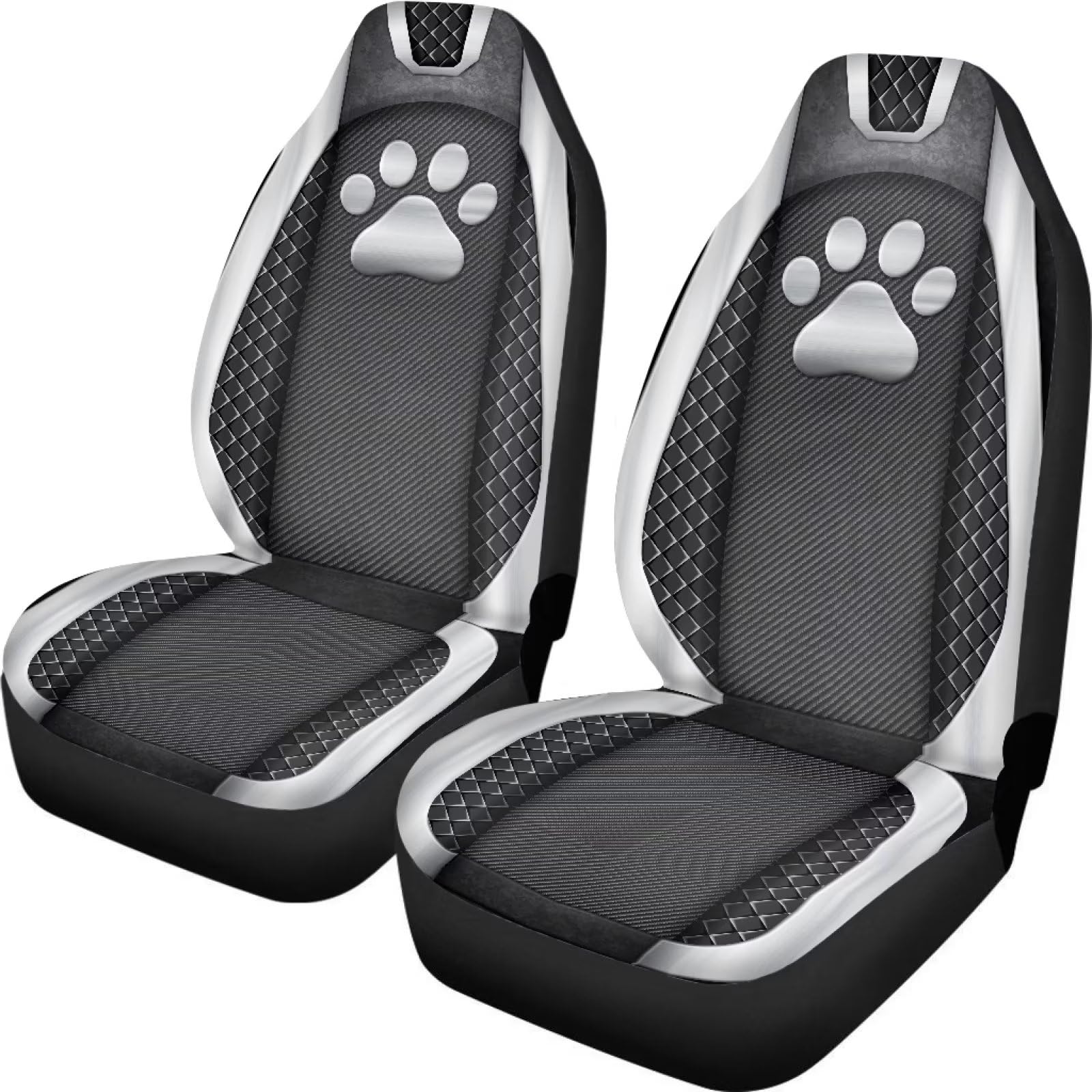 ZIATUBLES レトロヒマワリヒョウ柄カーフロントシートカバー2ピースハイバックバケット鉄道車両シートプロテクターカバー四輪車室内装飾かざり付けるユニバーサルフィットカーセダントラック。