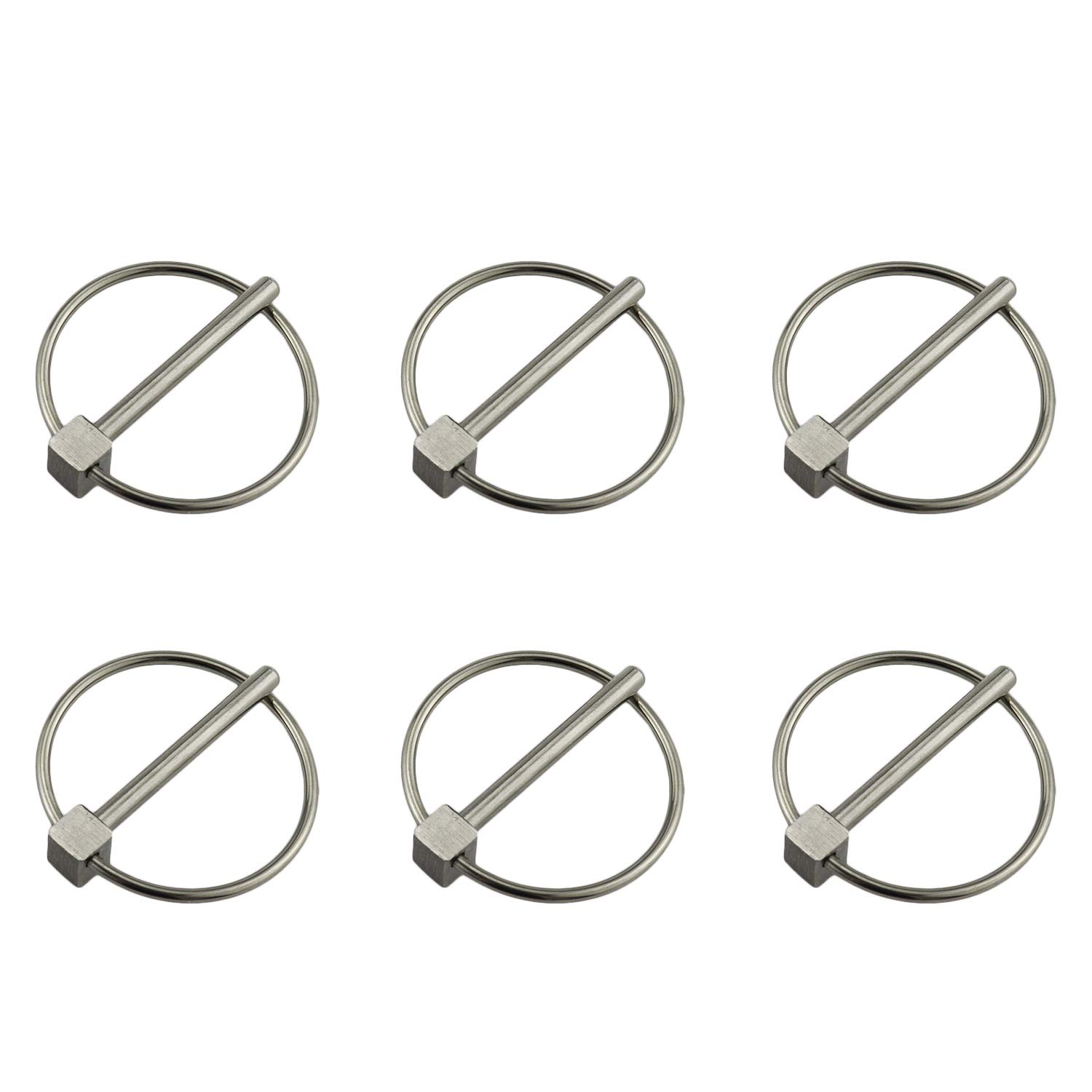 ステンレススチール 316 リンチピン リンチピン 直径4.3mm (3/16インチ) x 長さ43mm (1-2/3インチ) リング6個付き|明金万代