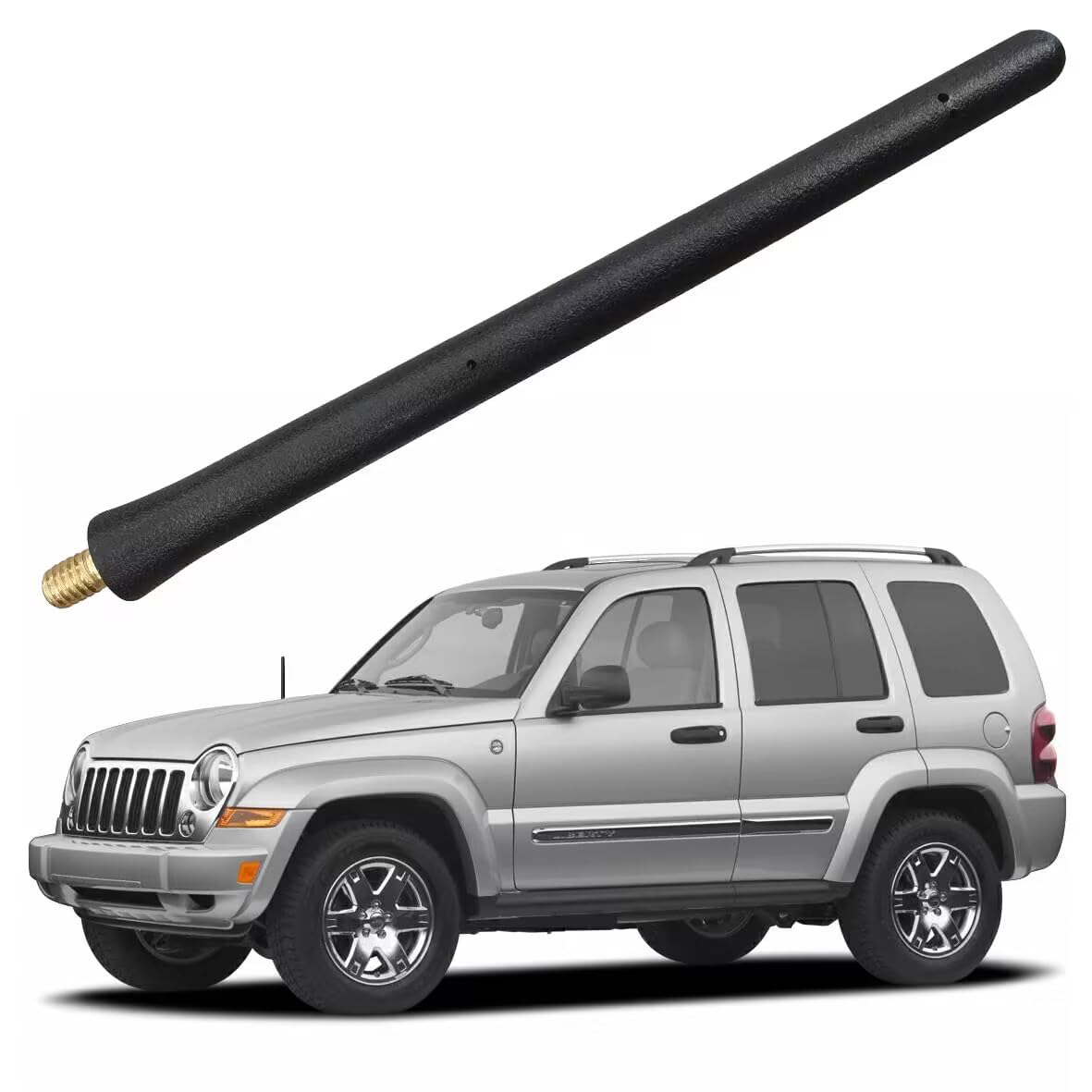 ショートラバーアンテナ Jeep Liberty (2002-2007) Jeep Liberty Radio プレミアム受信アンテナ - 洗車防止 6 3/4インチ 内部銅コイルアンテナマスト交換用|明金万代