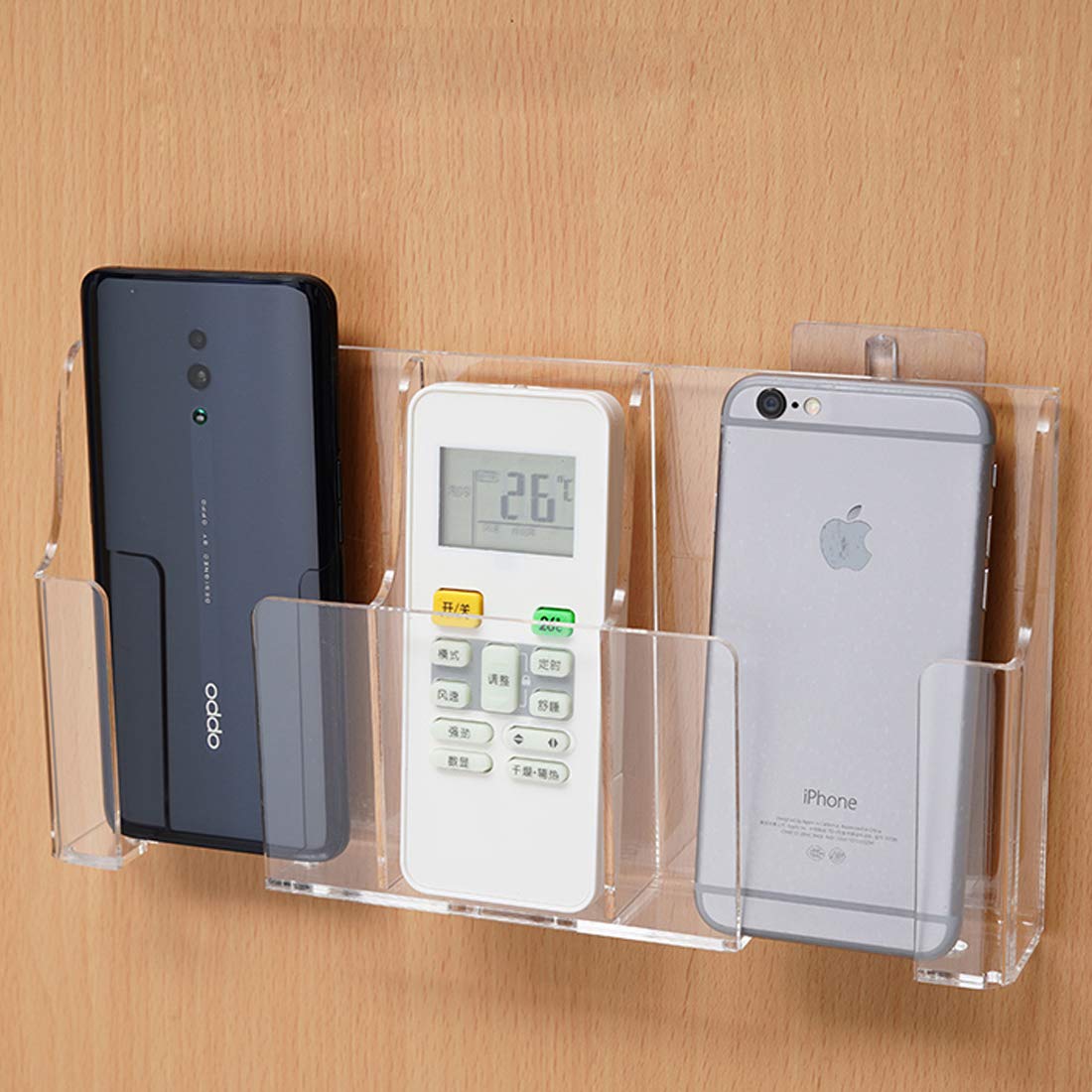 アクリル携帯電話ストレージホルダー 壁マウント テレビリモコン メディアストレージボックス オーガナイザー (アップグレード、3 ソルト)|明金万代