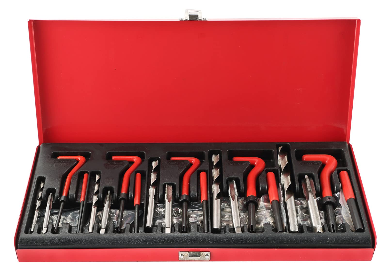 131PCS ヘリサート リコイルキット ネジ穴補修キット M5-M12対応 スレッド修復ツールセット 車 バイク 用